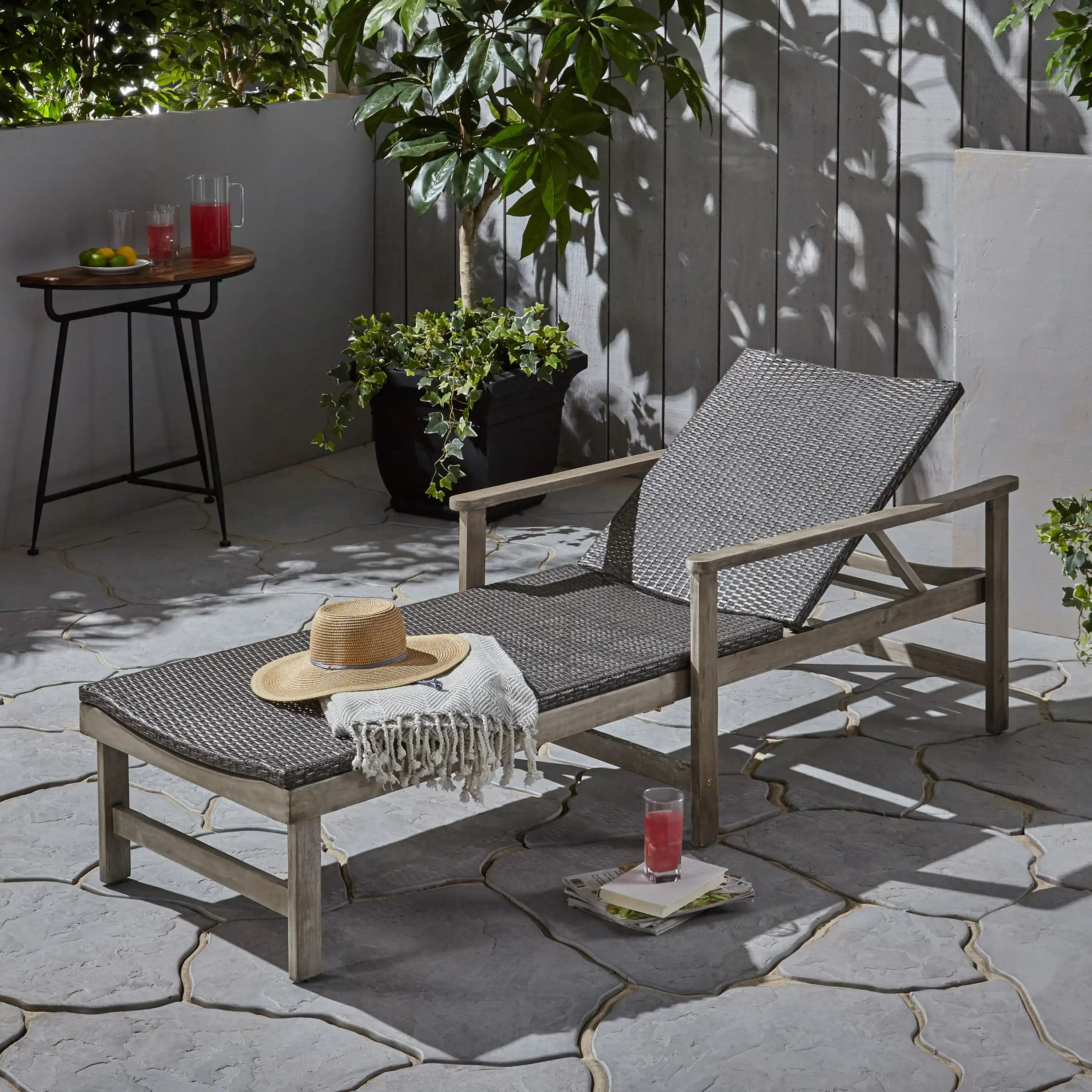 HAMPTON WOOD + WICKER CHAISE LOUNGE - Best Buy Furniture