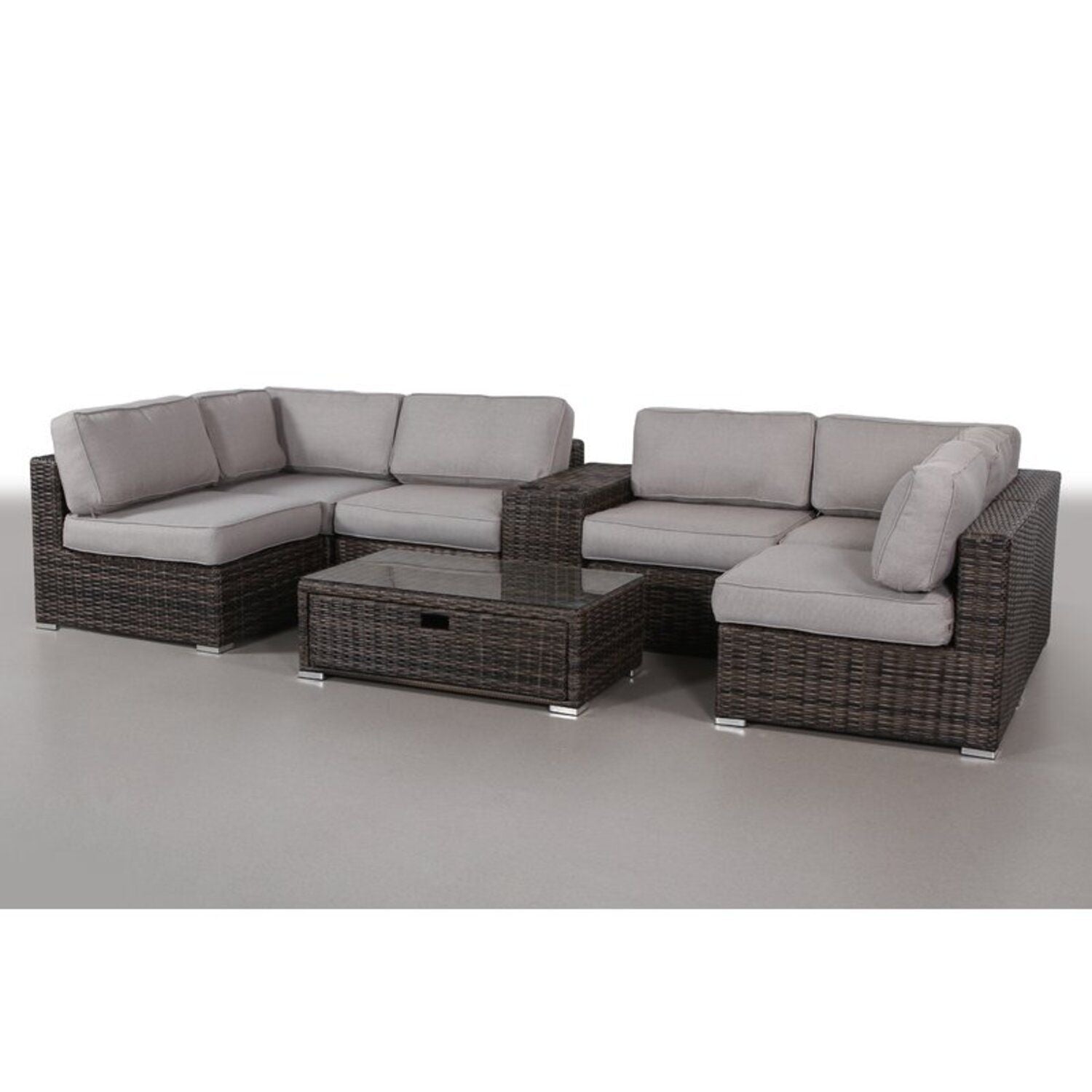 Elegant 4 Person Wicker Patio Seating Set With Cushions And Glass Top Table - Best Buy Furniture