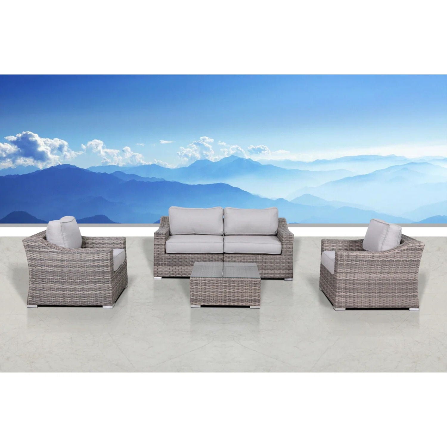 Outdoor Wicker Conversation Set With Cushions, All Weather - Best Buy Furniture