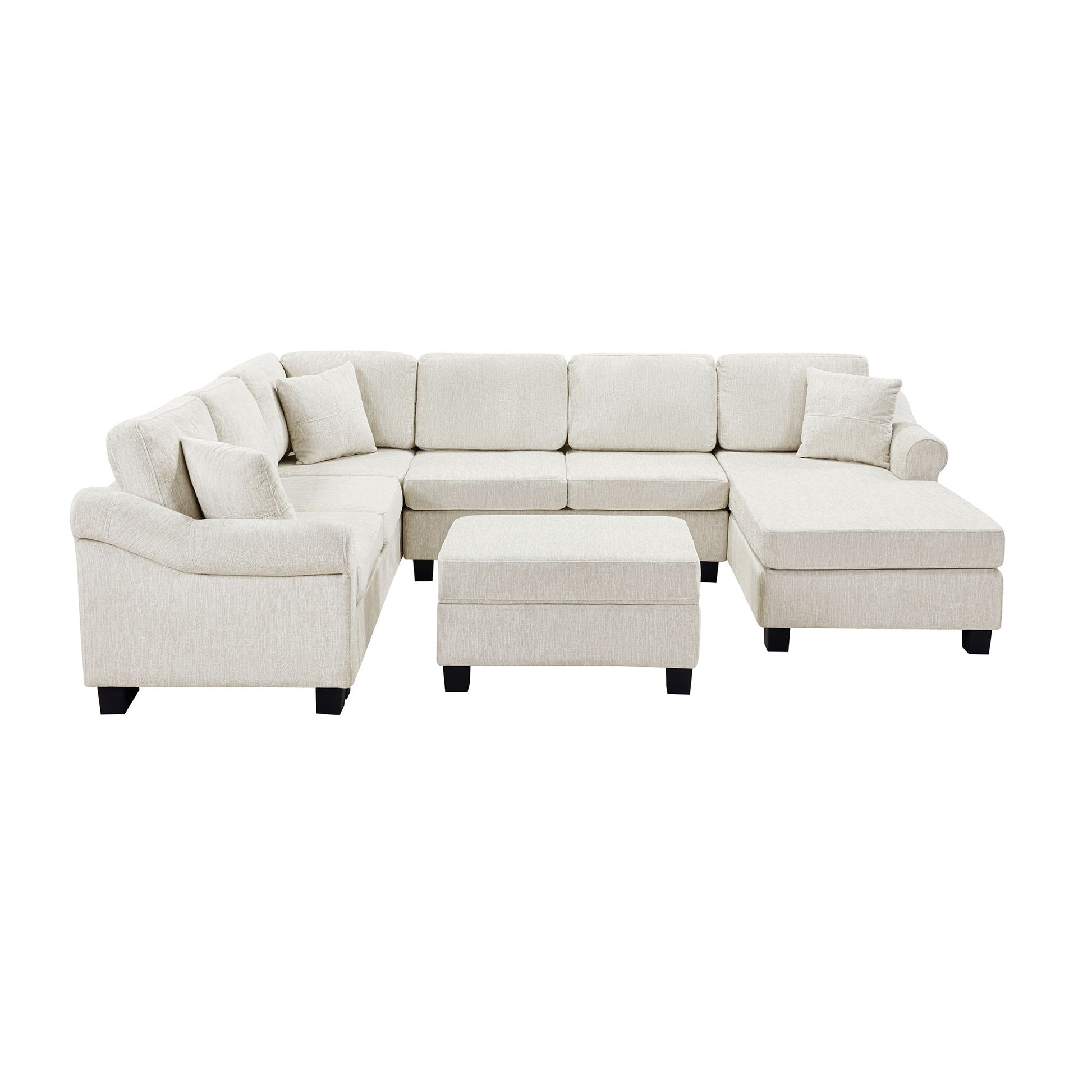 Contemporary U - Shaped Sectional Sofa With Movable Storage Ottoman - Best Buy Furniture