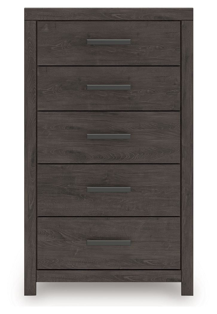 Prendonea - Five Drawer Chest - Charcoal - Best Buy Furniture