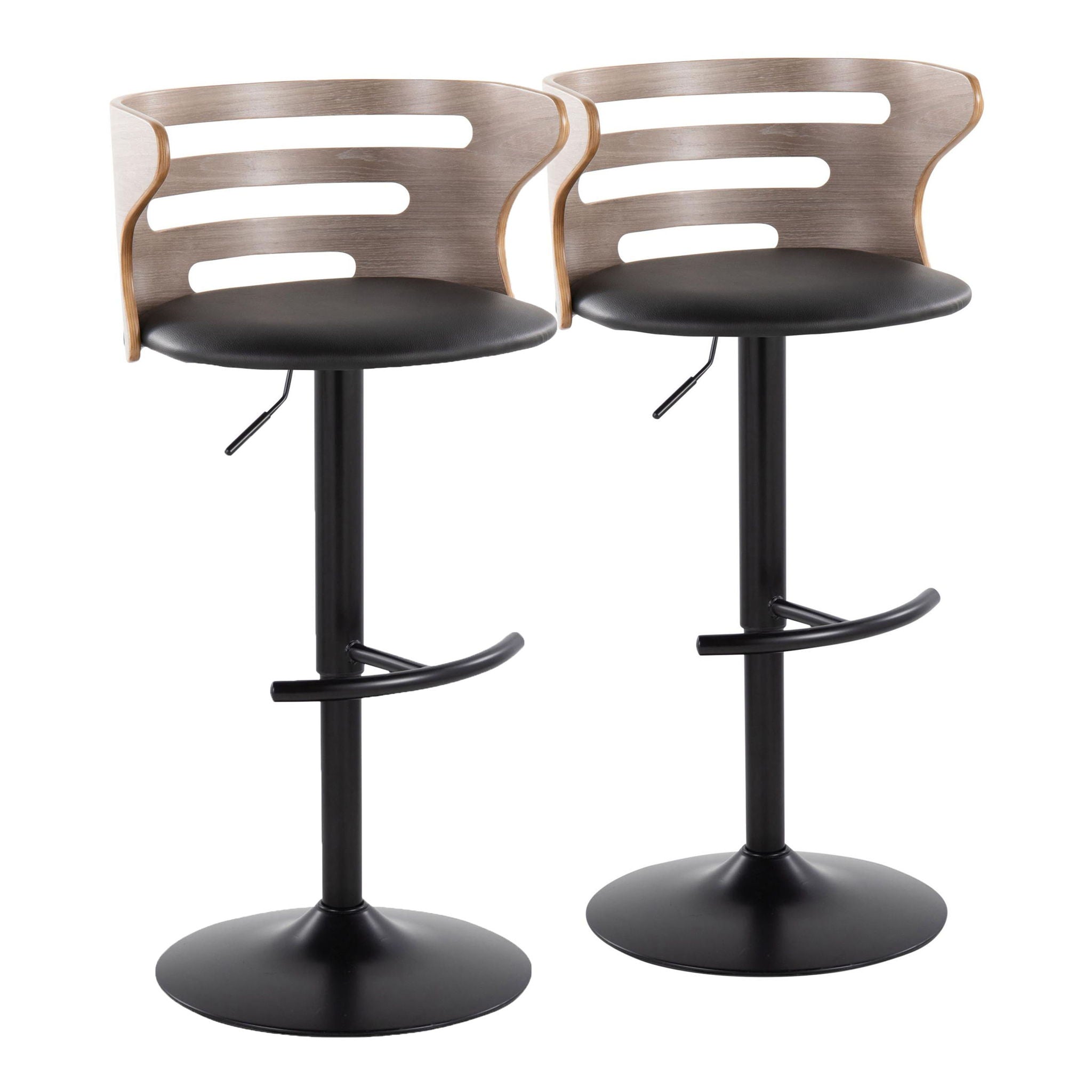 Cosi - Mid Century Modern Adjustable Barstool, Swivel With Rounded T Footrest (Set of 2) - Best Buy Furniture