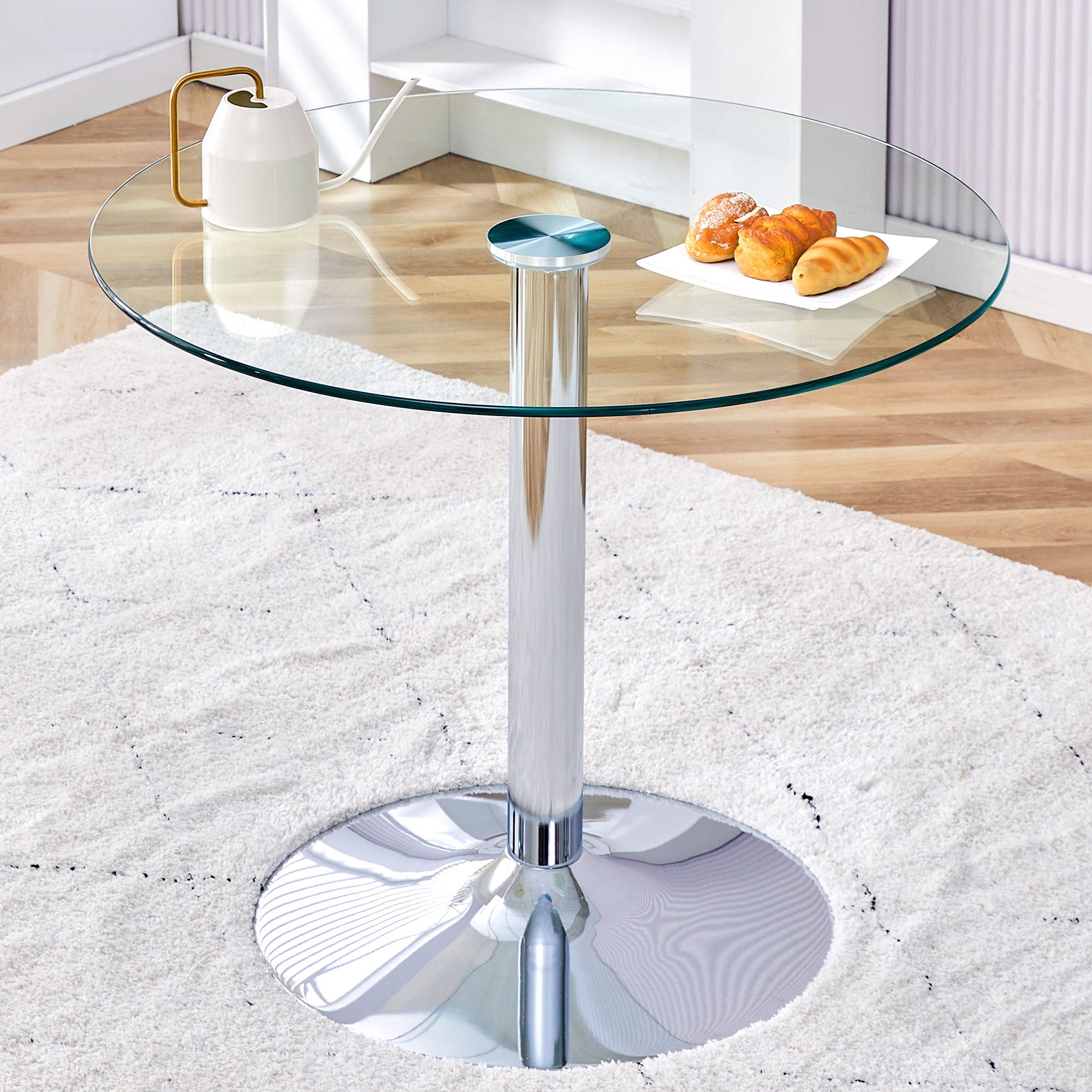 Modern Minimalist Round Dining Table With Glass Top - Best Buy Furniture