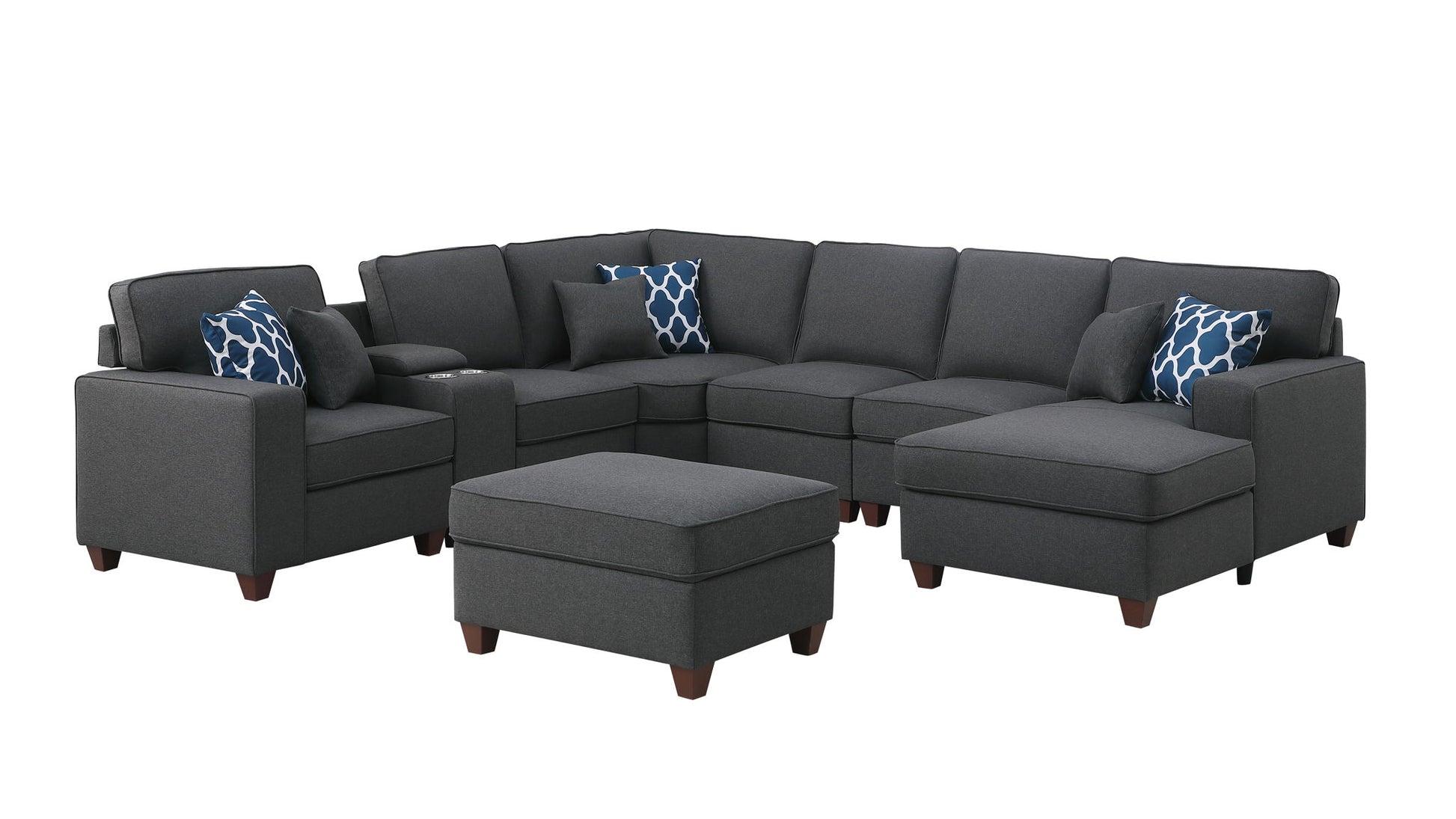 Tina - 8 Piece Upholstered Sectional With Ottoman - Best Buy Furniture