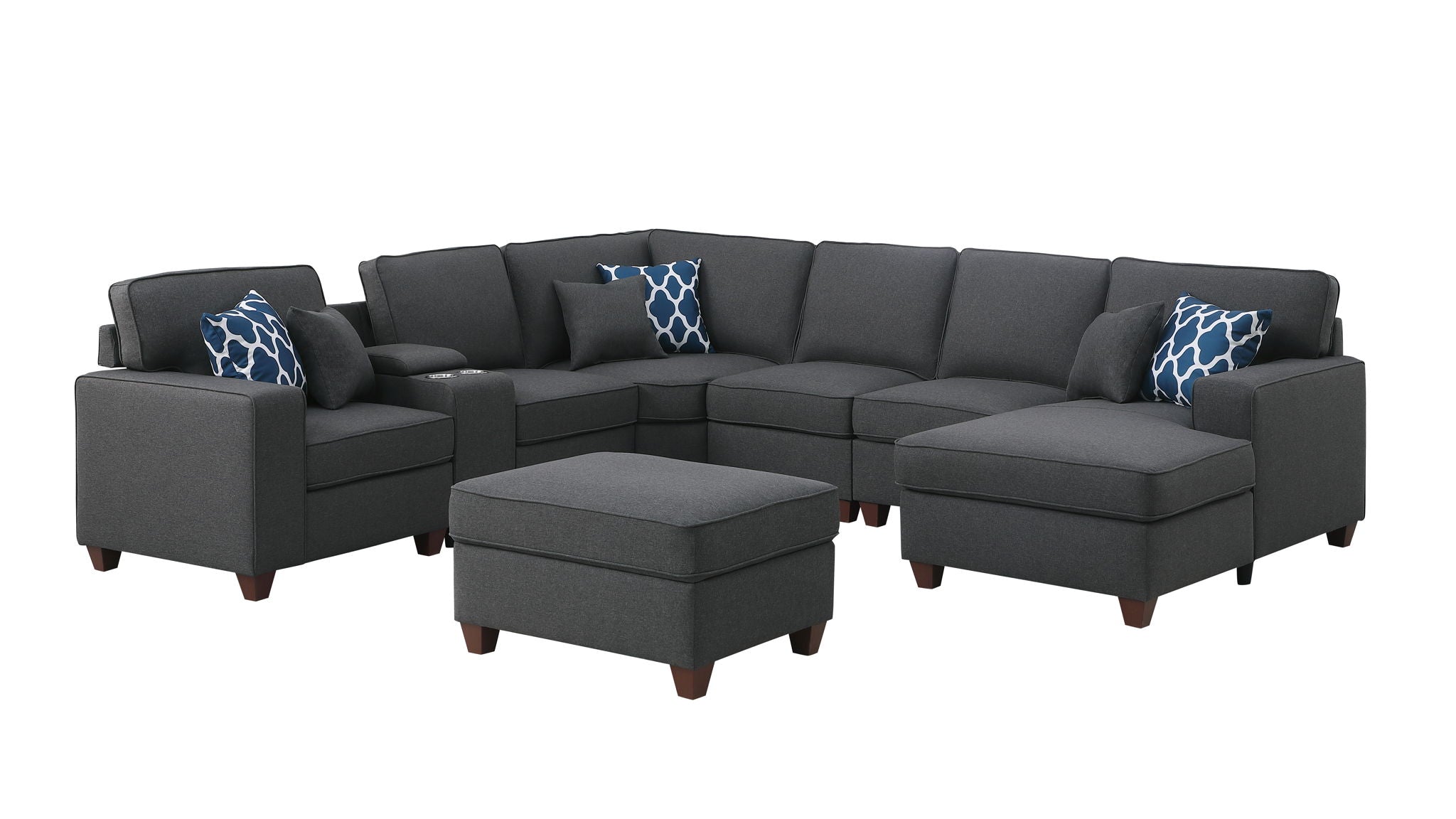 Tina - 8 Piece Upholstered Sectional With Ottoman - Best Buy Furniture