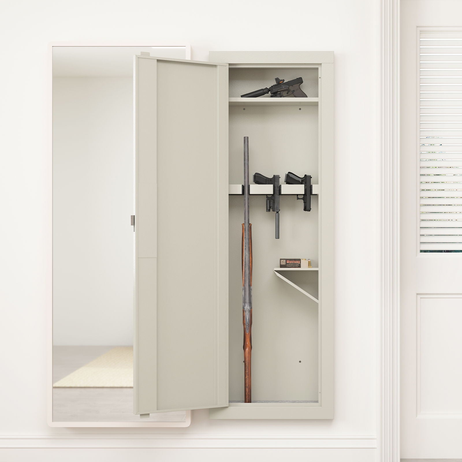 Wall Gun Safe, Gun Safes For Home, Gun Safes & Cabinets, Wall Safes Between The Studs, Quick Access Rifle Safe With Removable Shelf And Digital Keypad - Best Buy Furniture