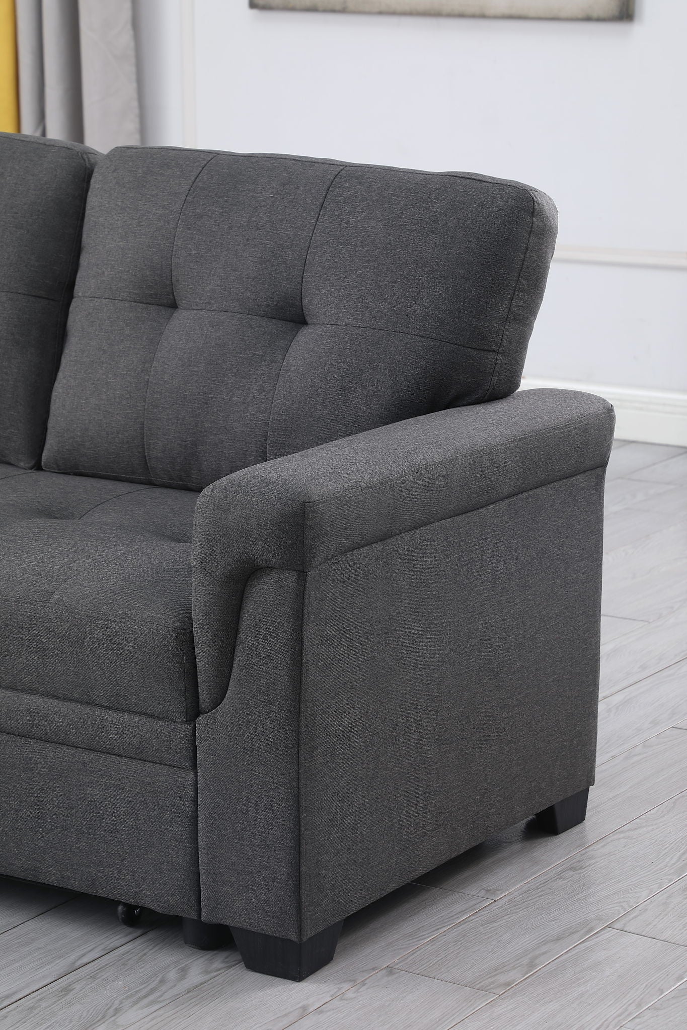 Lucca - Linen Reversible Sleeper Sectional Sofa With Storage Chaise - Best Buy Furniture