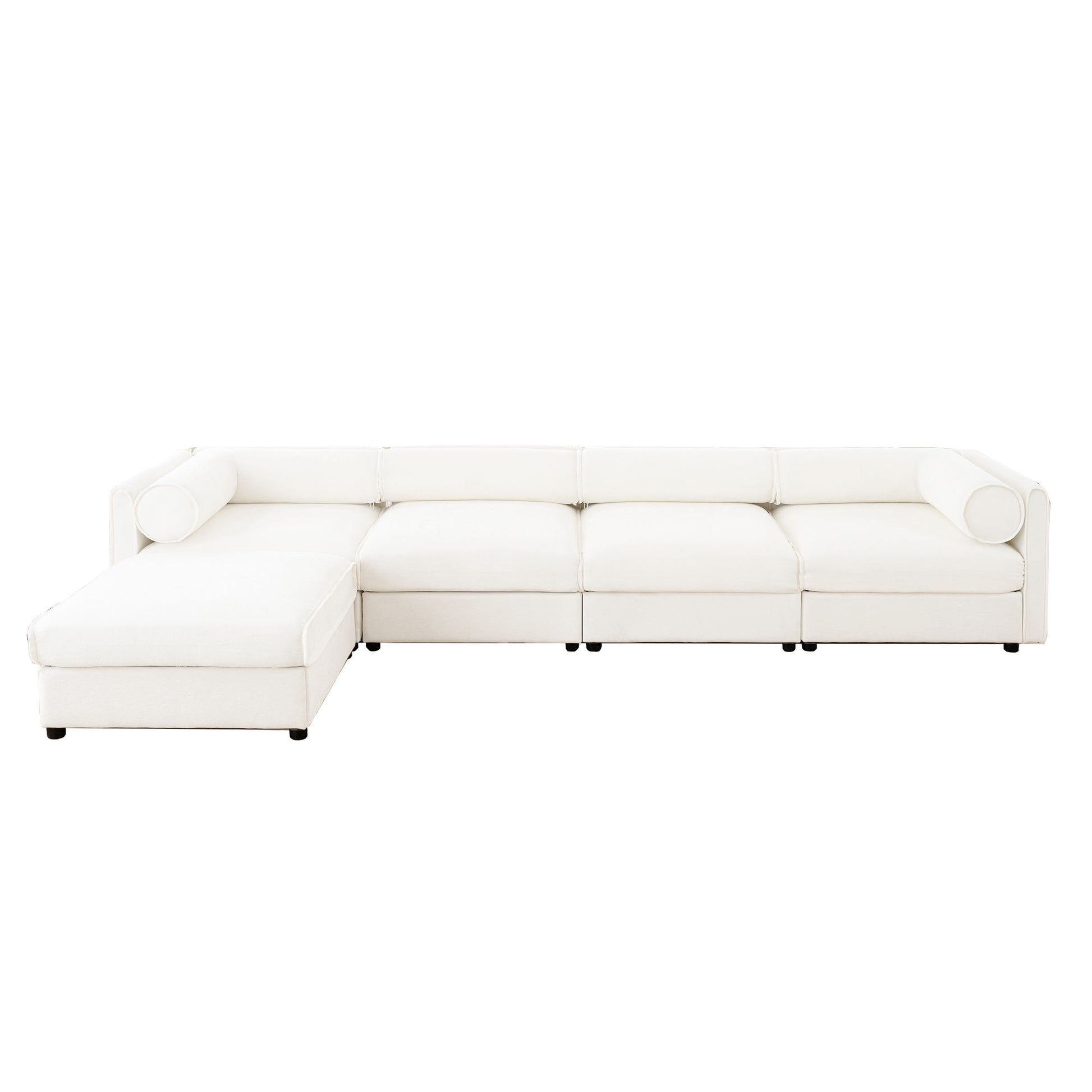 Contemporary Elegant White Chenille Sofa With Storage And Ottoman - Best Buy Furniture