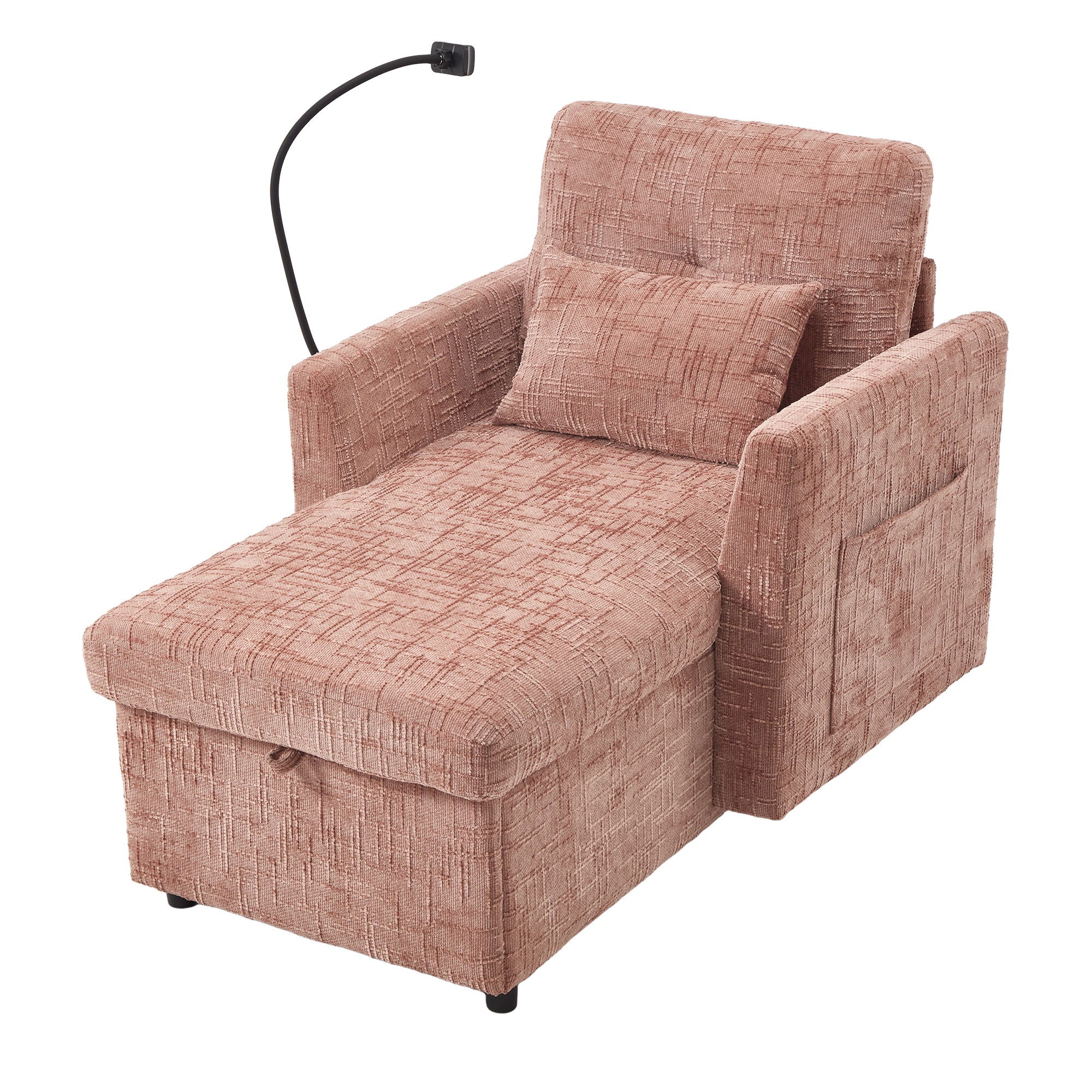 Multifunctional Chenille Recliner Sofa With Storage And Phone Bracket - Best Buy Furniture