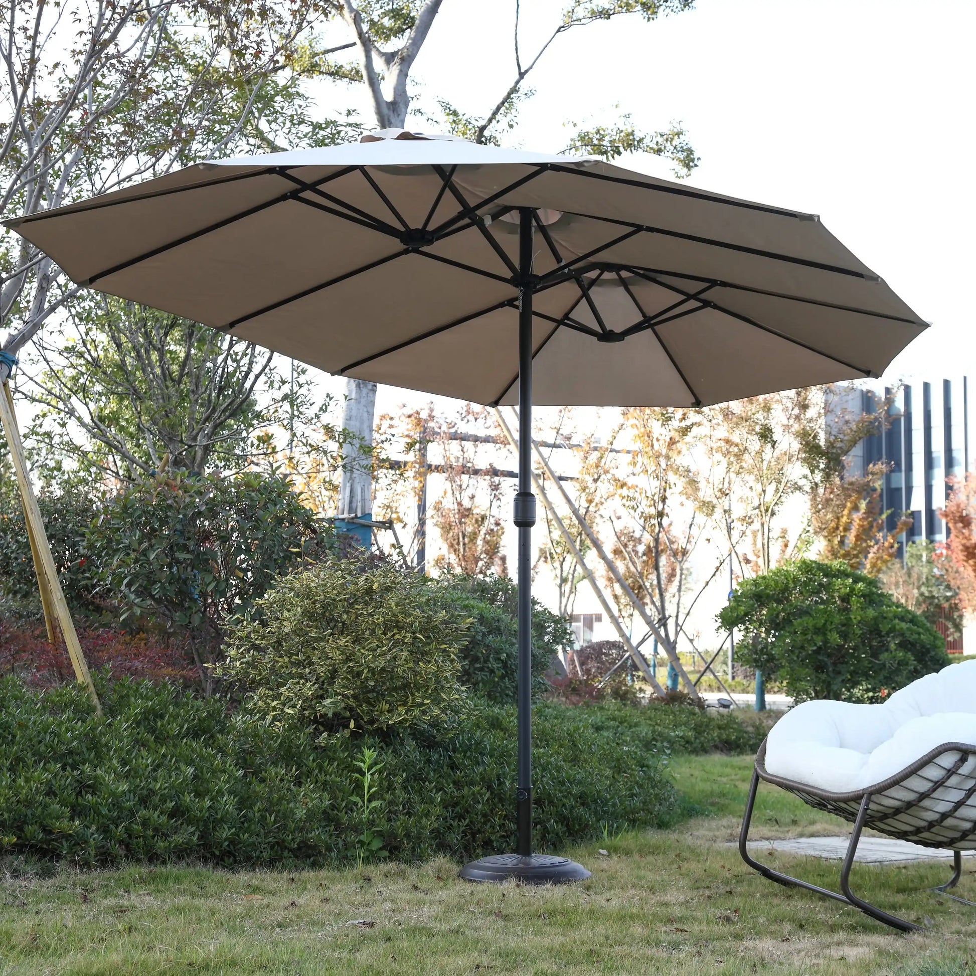 14.8 Ft Double Sided Outdoor Umbrella Rectangular Large with Crank ( khaki ) - Best Buy Furniture