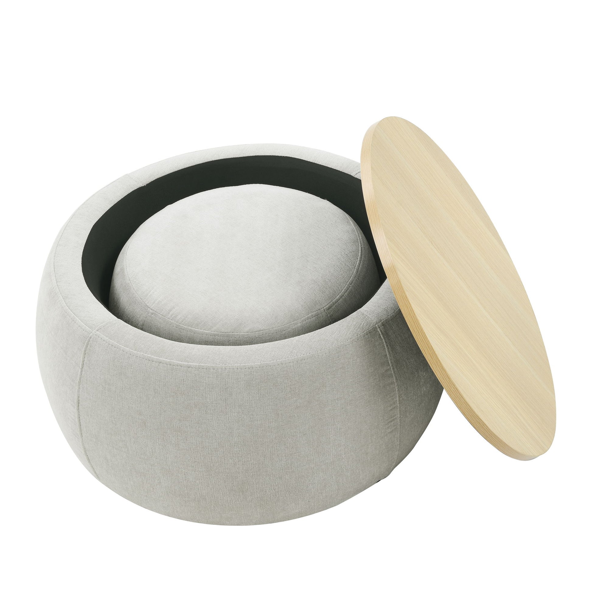 Round Storage Ottoman, 2 In 1 Function, End Table And Ottoman - Best Buy Furniture