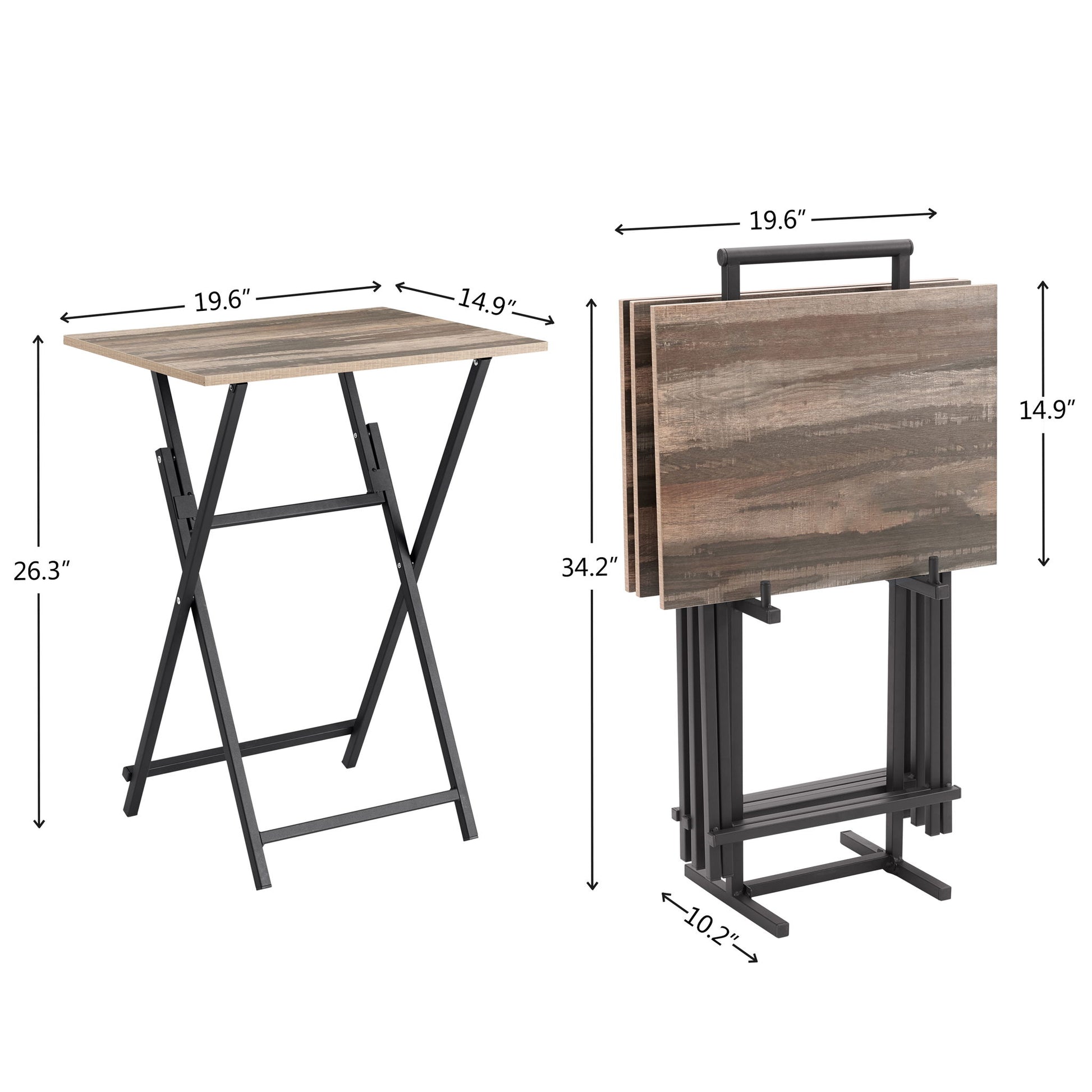 TV Trays For Eating (Set of 4) With Stand, Folding Snack Tray Table Set, Folding TV Dining Tables For Small Space - Rustic Brown - Best Buy Furniture
