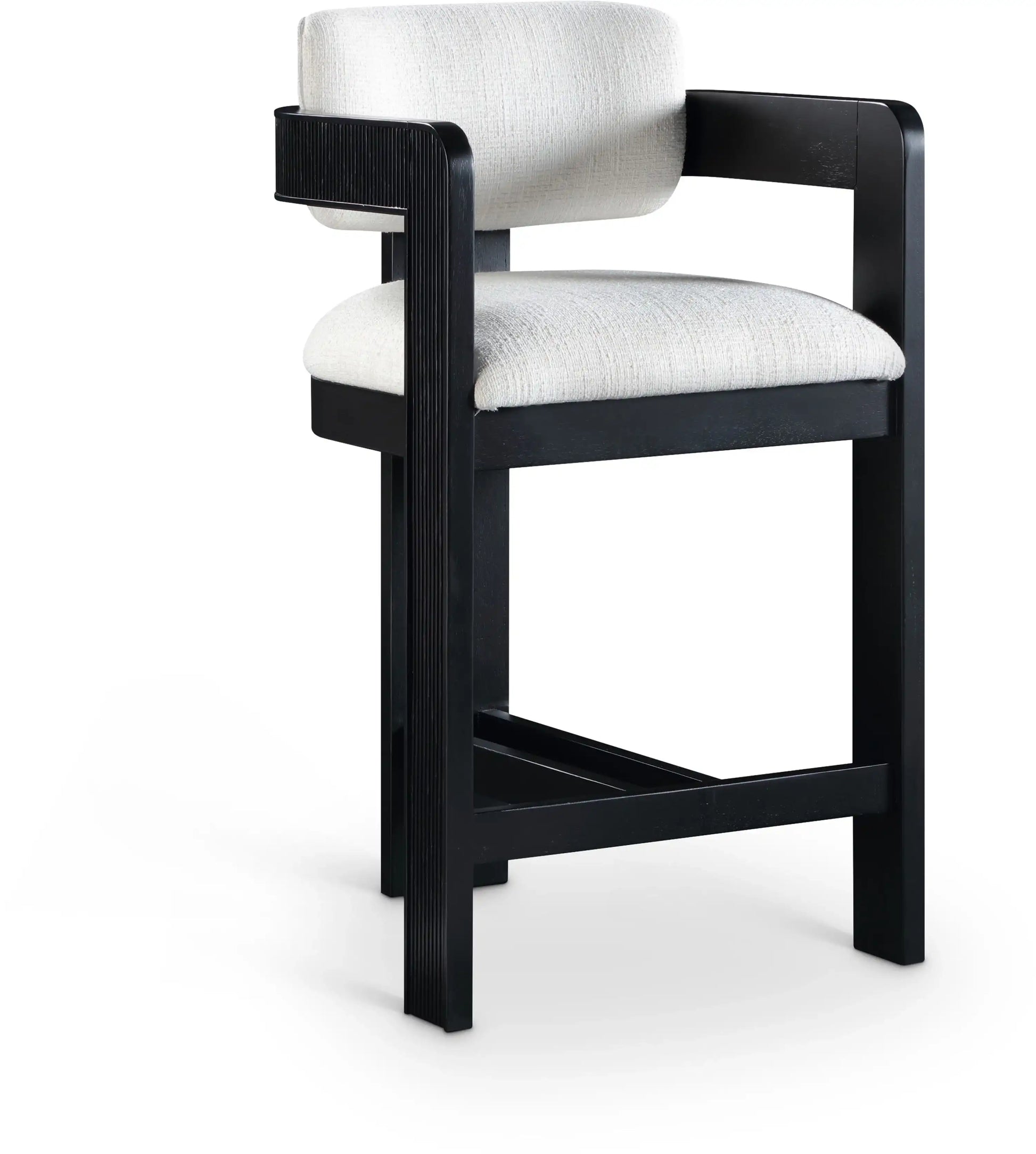 Sacha - Linen Stool With Black Base - Best Buy Furniture