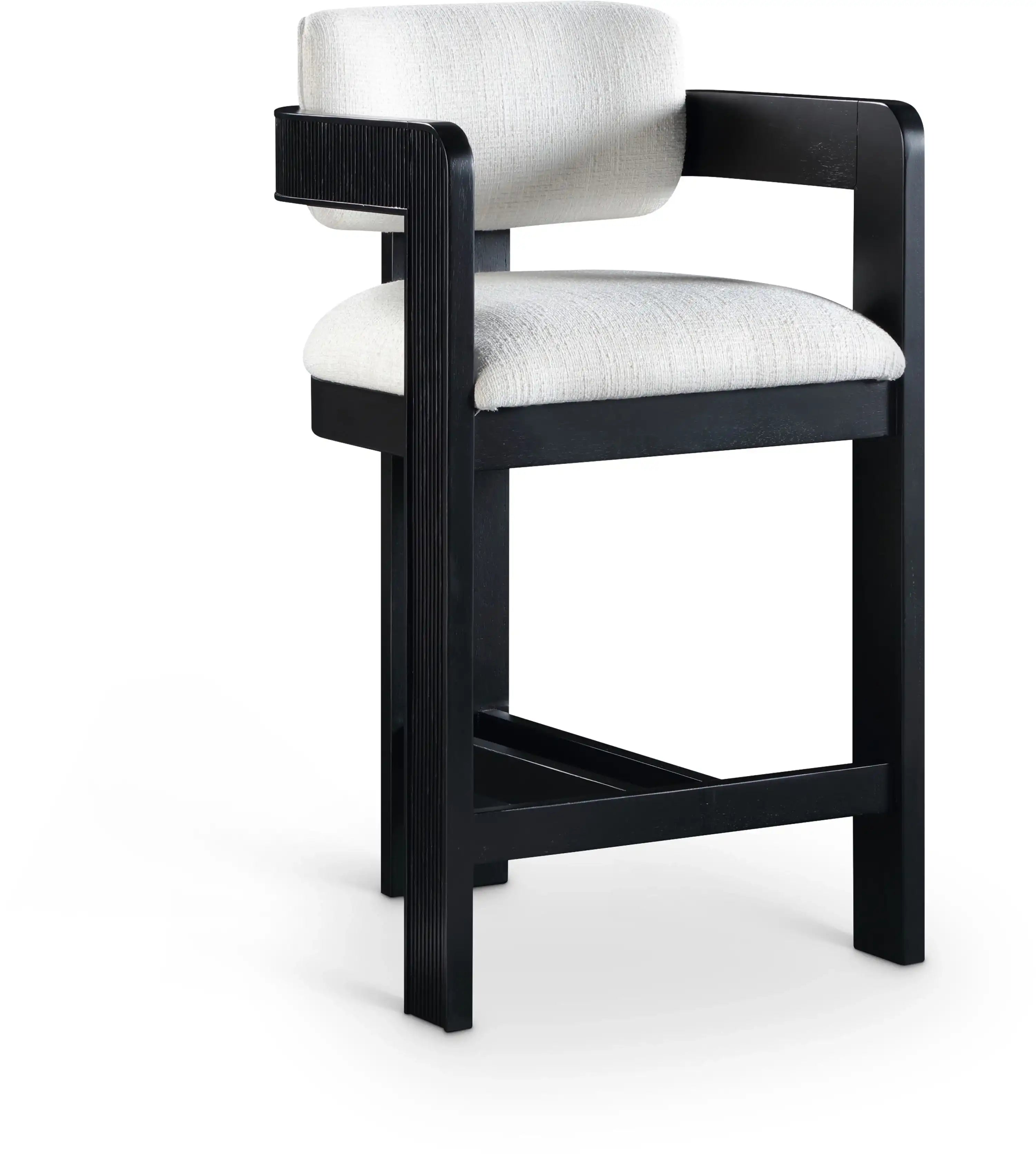 Sacha - Linen Stool With Black Base - Best Buy Furniture