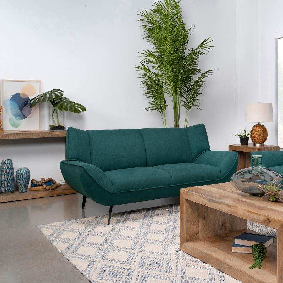 Acton - Upholstered Flared Arm Loveseat - Teal Blue - Best Buy Furniture