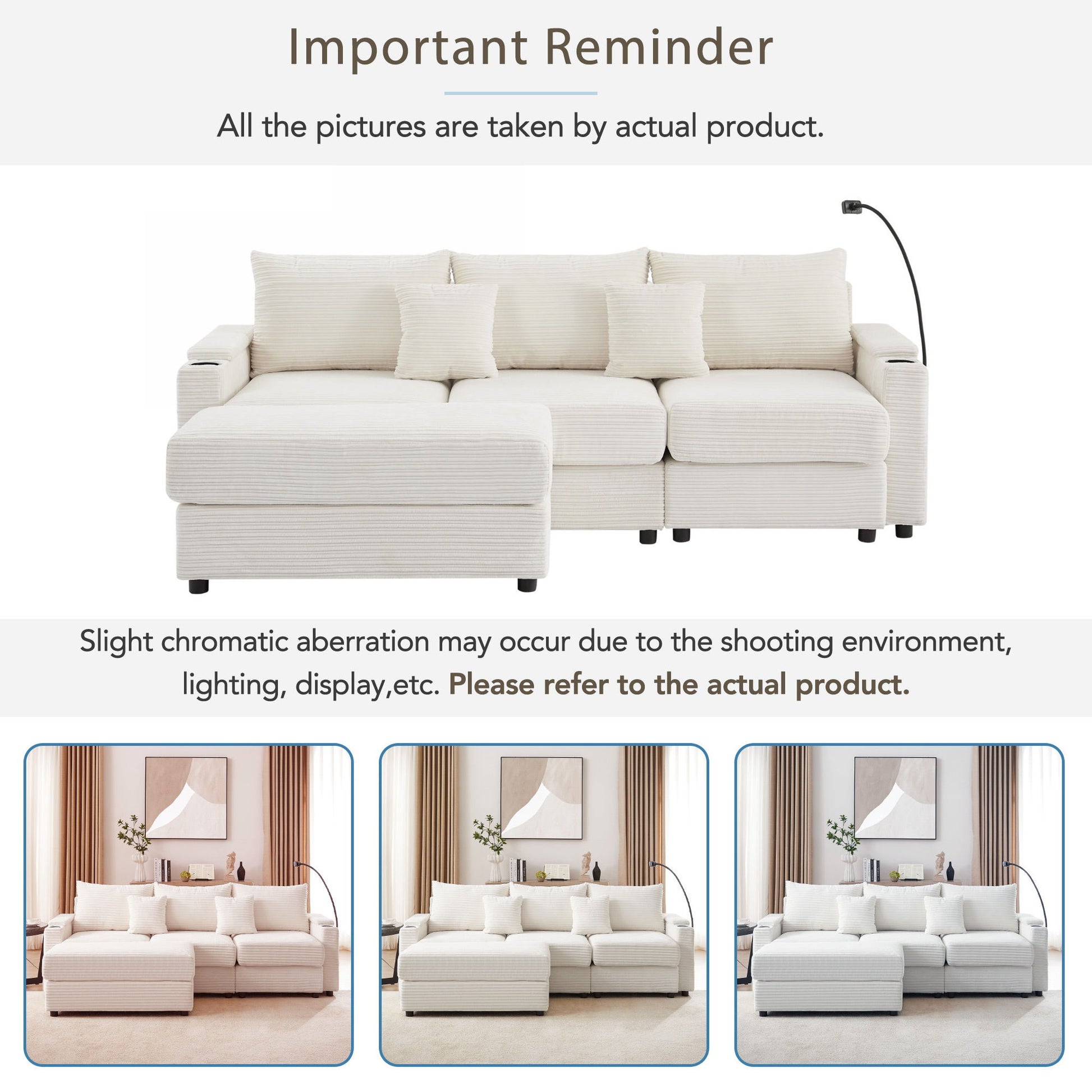 Modern Style Loveseat Sofa Sectional Sofa Couch With Storage Space, A Movable Ottoman, Two USB Ports, Two Cup Holders, A Phone Holder For Living Room - Best Buy Furniture