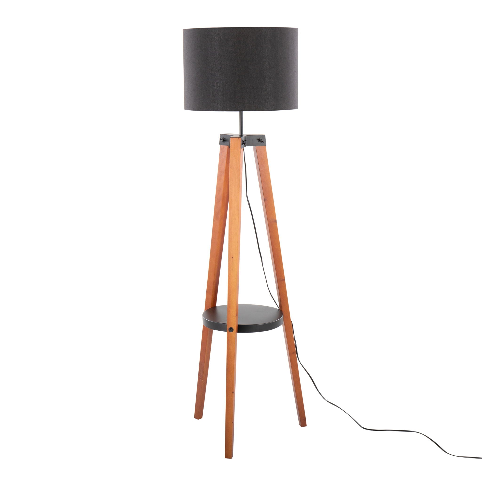 Compass - Mid Century Modern Floor Lamp With Shelf - Best Buy Furniture