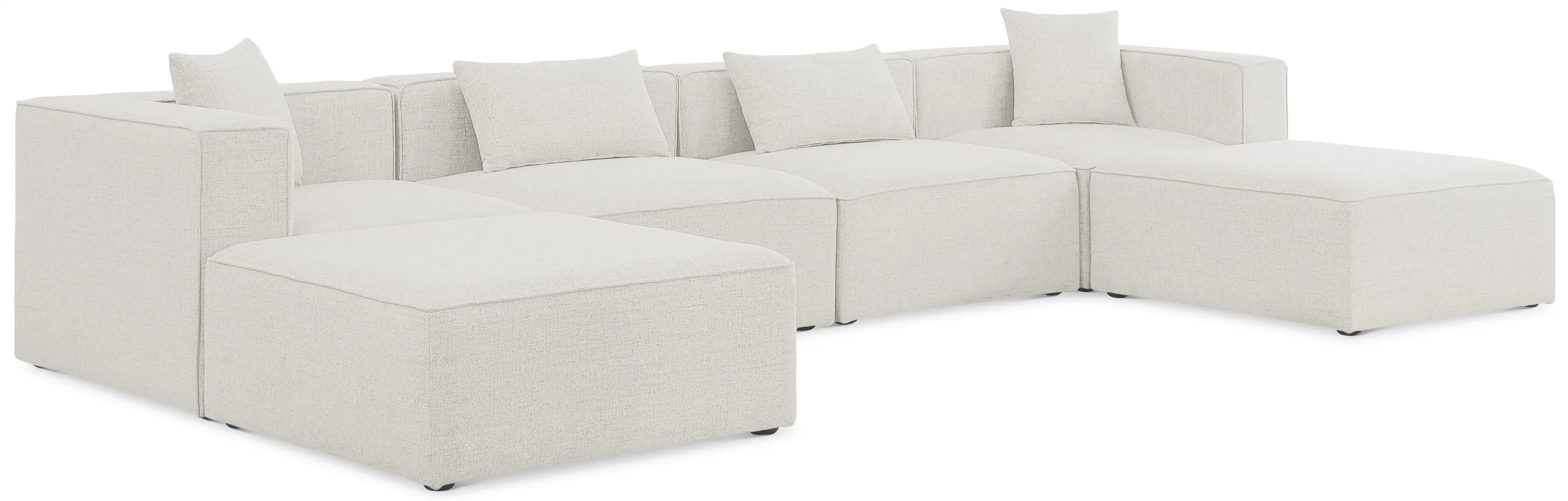 Cube - Linen 6 Piece Modular Double Chaise Sectional - Best Buy Furniture
