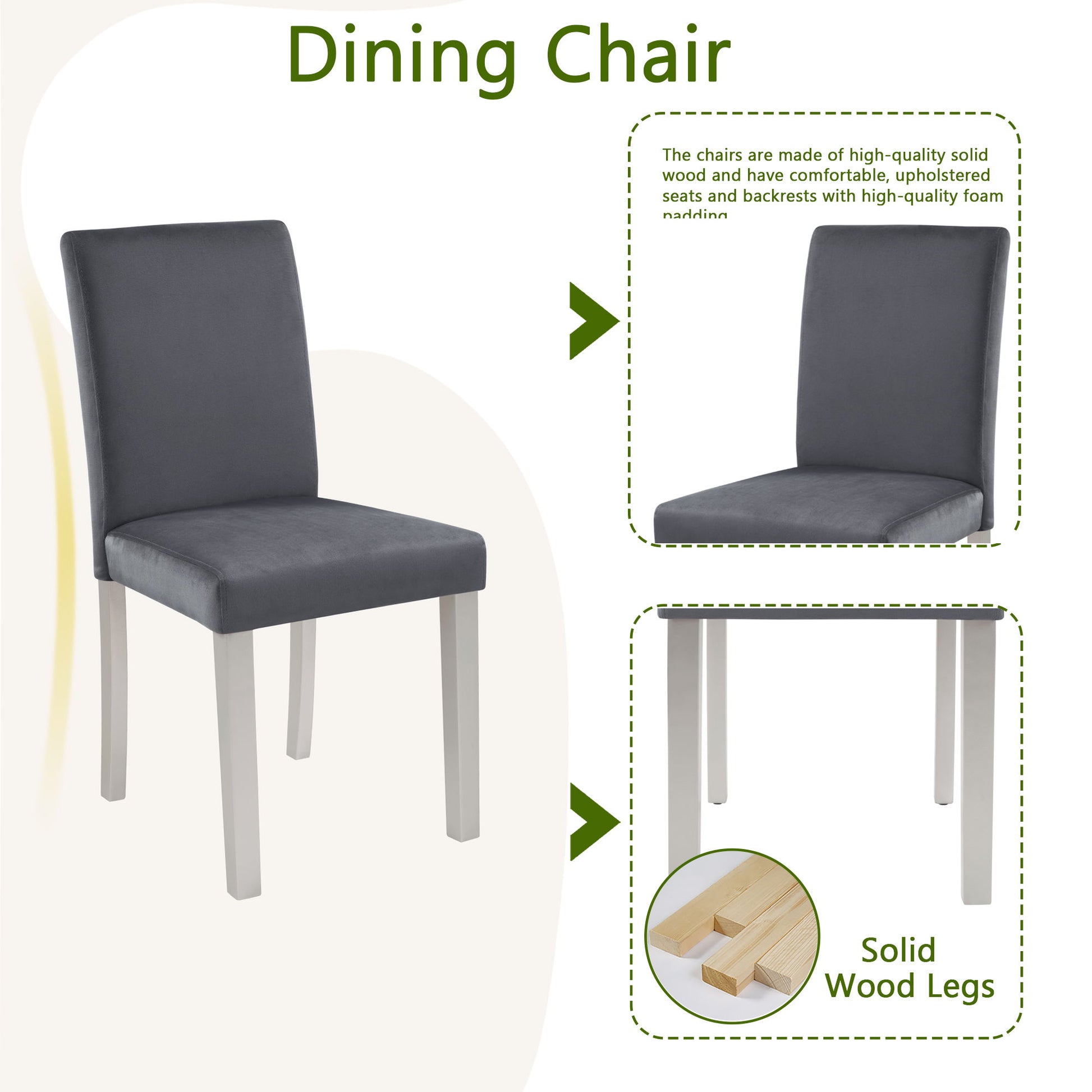 5 Pieces Wooden Dining Table Set, Square Table And 4 Upholstered Chairs - Best Buy Furniture