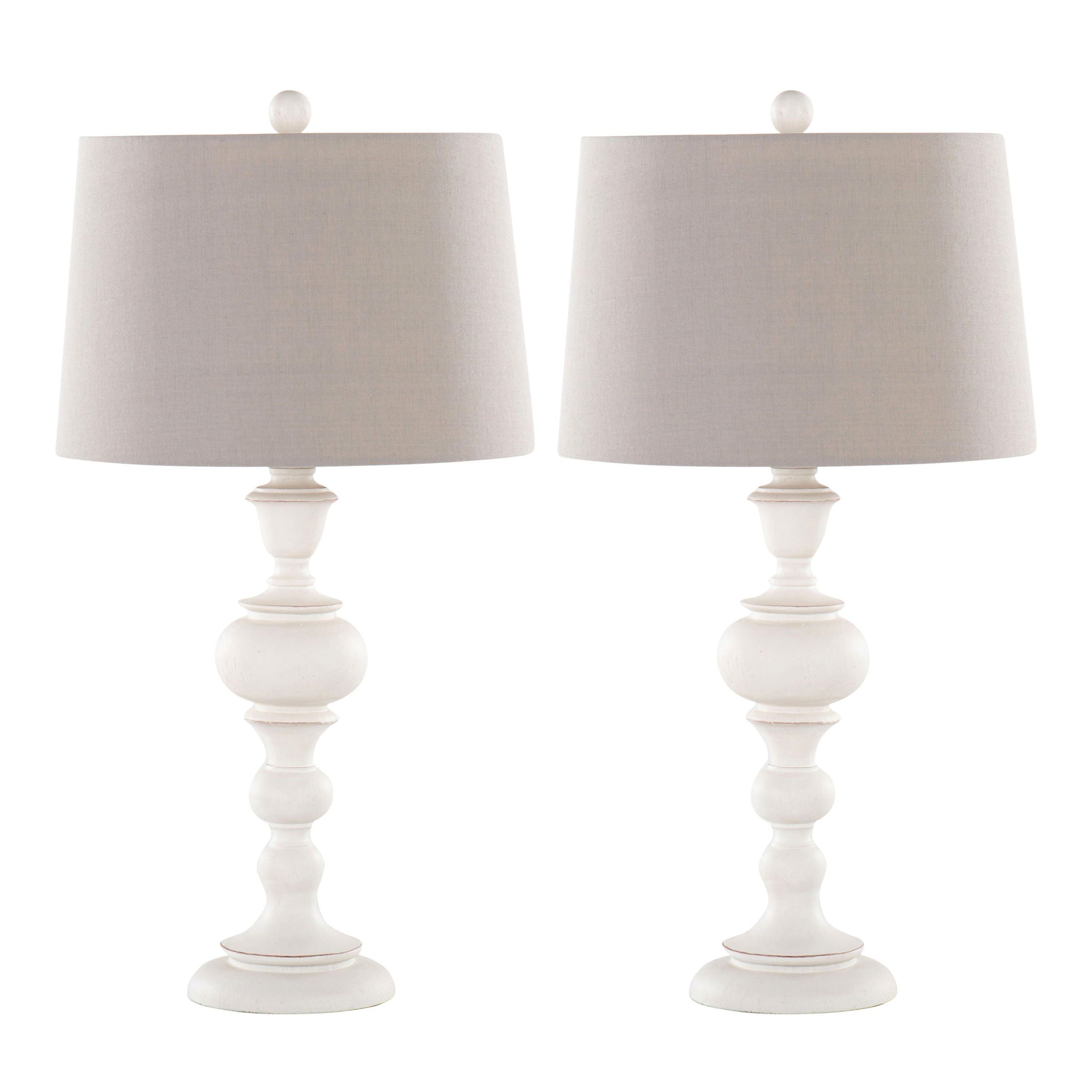 Morocco - Farmhouse Poly Table Lamp (Set of 2) - Distressed Off White / Soft Gray - Best Buy Furniture
