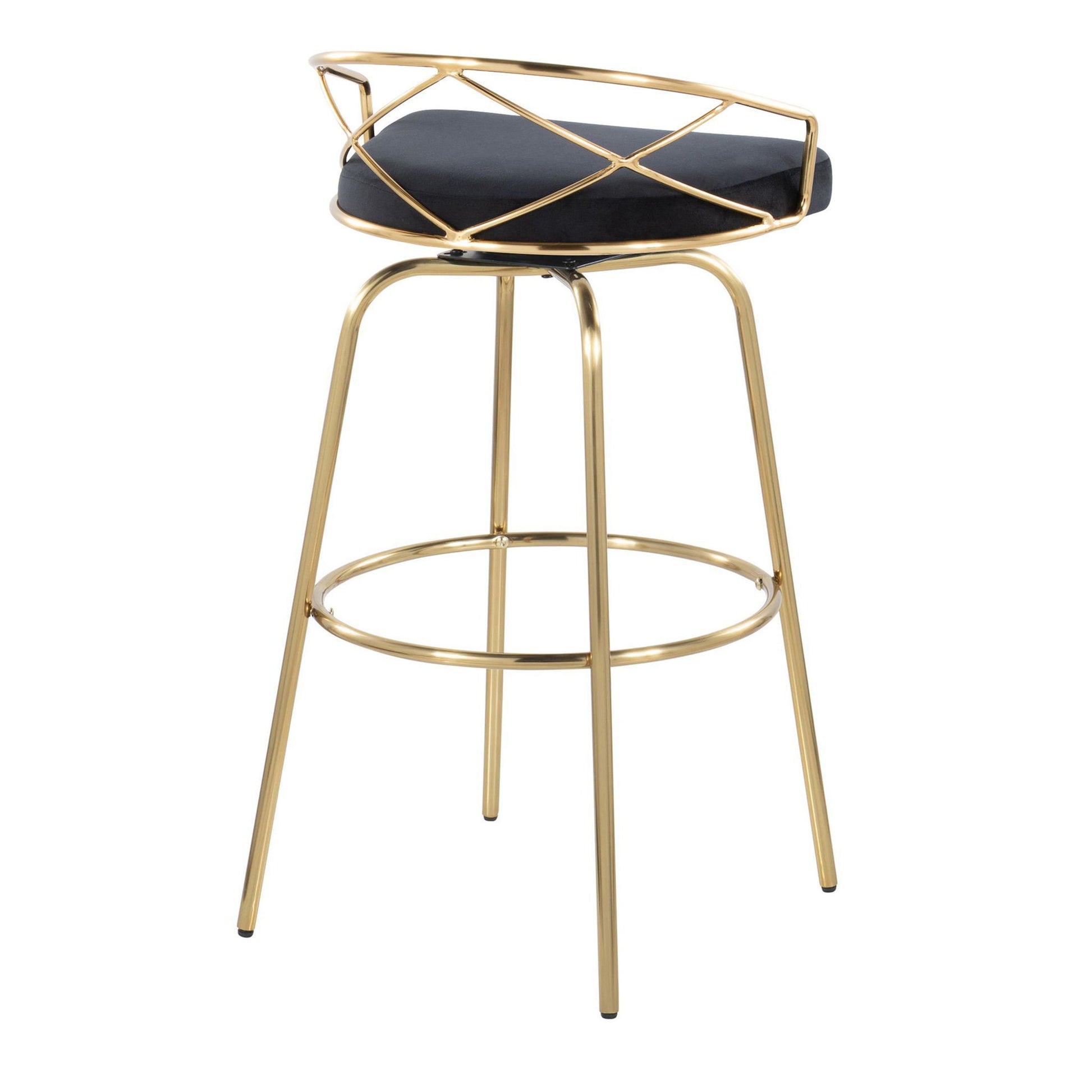 Charlotte - Glam Glam / Art Deco Fixed Height Barstool With Swivel With Round Footrest (Set of 2) - Best Buy Furniture