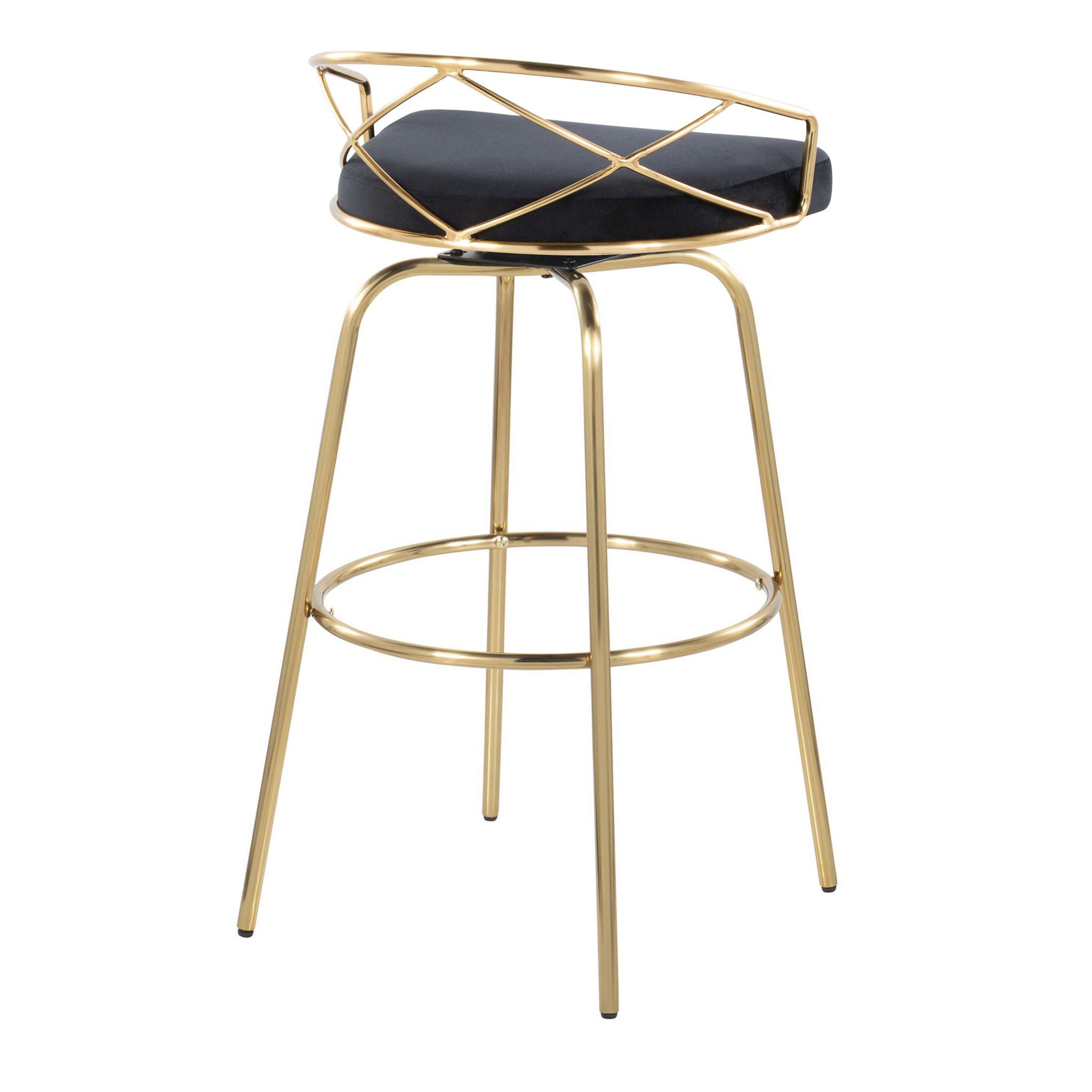 Charlotte - Glam Glam / Art Deco Fixed Height Barstool With Swivel With Round Footrest (Set of 2) - Best Buy Furniture