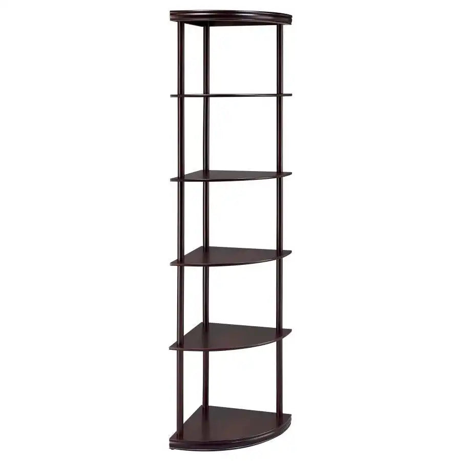Bonwick - Wood 5-Shelf Corner Bookshelf - Cappuccino - Best Buy Furniture