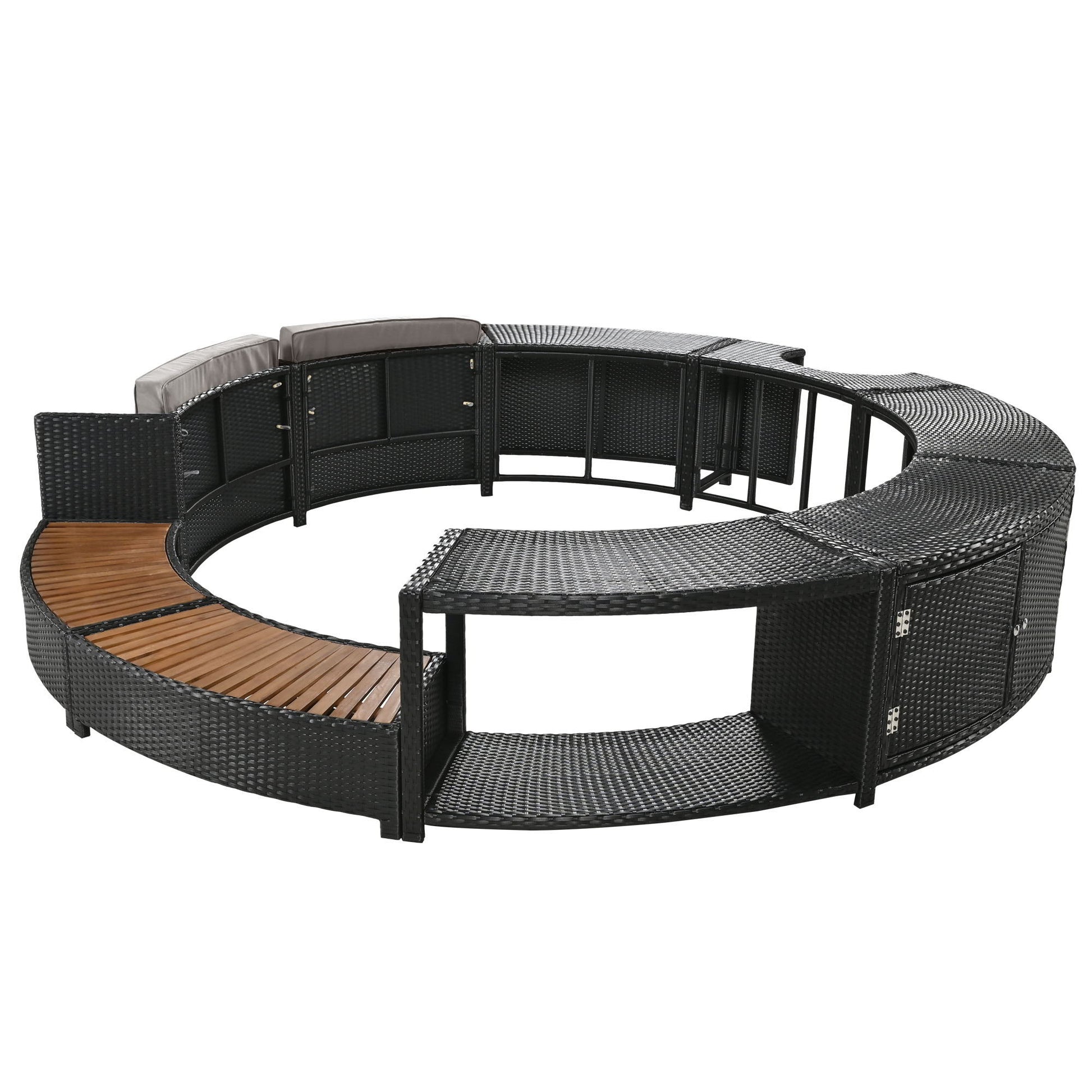 Spa Surround Spa Frame Patio Rattan Sofa Set With Storage Spaces, Mini Sofa And Comfortable Cushion For Patio, Backyard - Best Buy Furniture