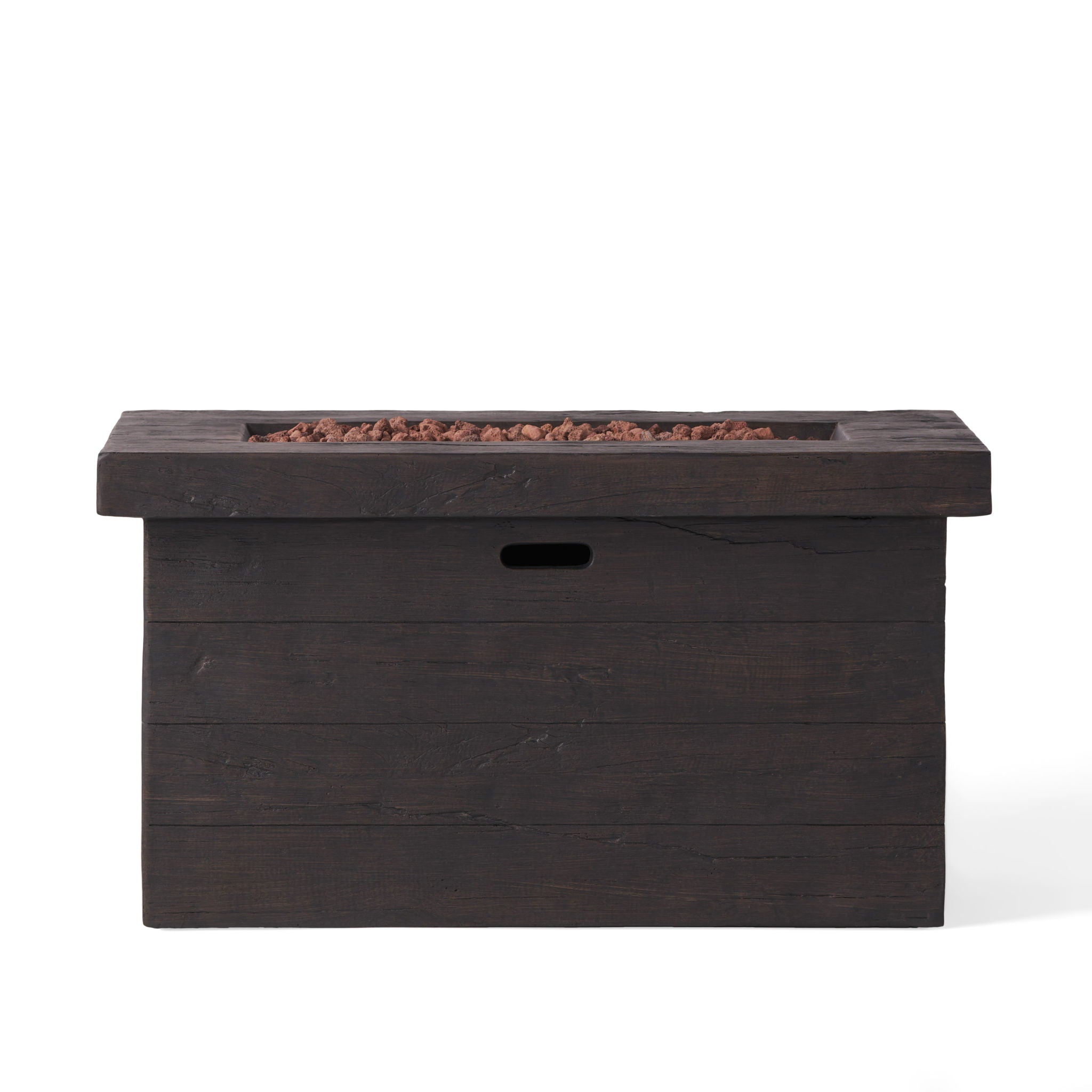 Custer - Rectangular Fire Pit 50, 000 Btu Magnesium Oxide - Brown - Best Buy Furniture