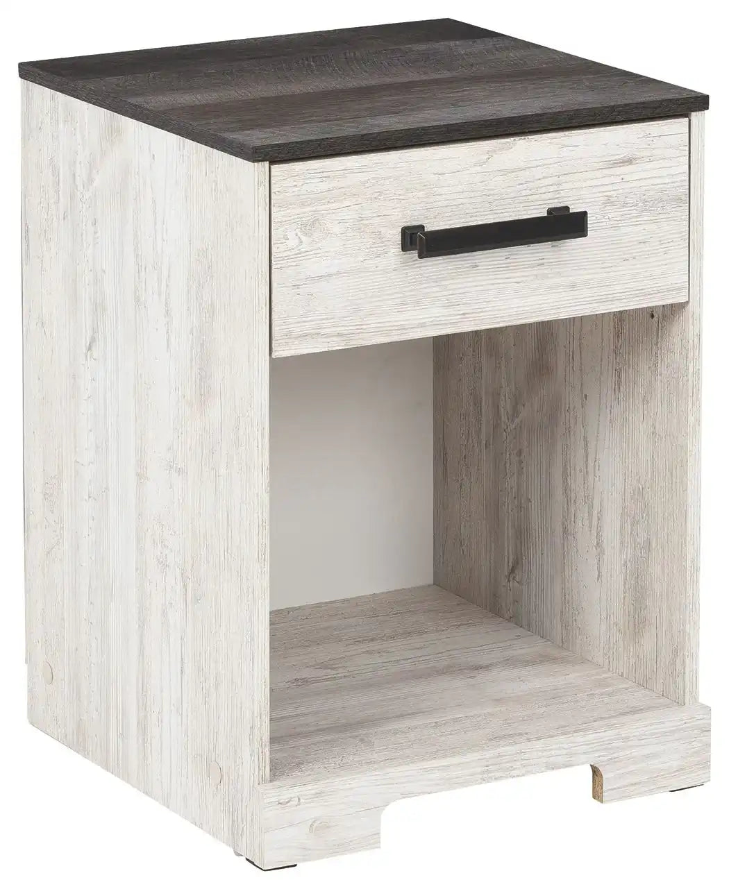 Shawburn - One Drawer Night Stand - Whitewash / Charcoal Gray - Best Buy Furniture