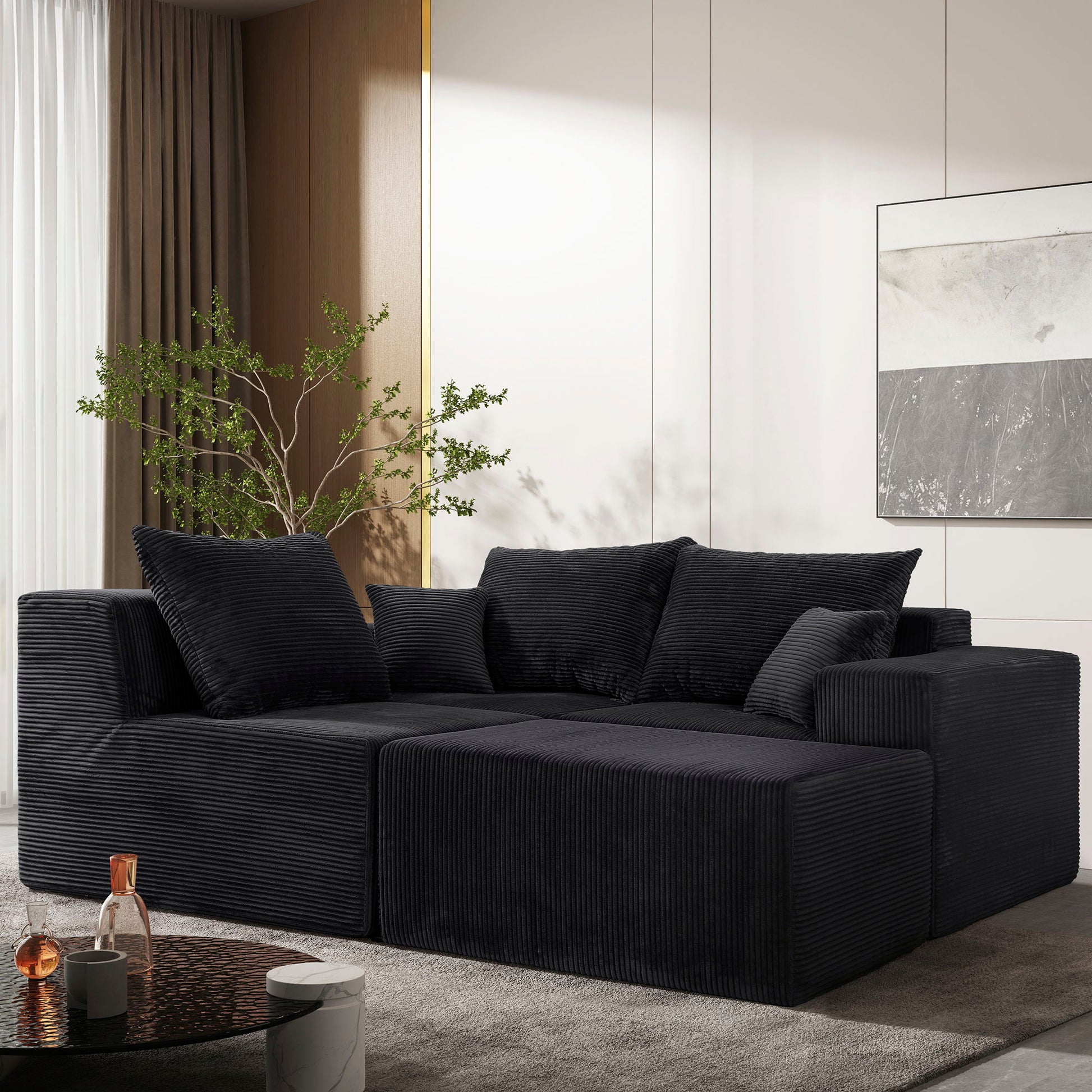 Modular Sectional Sofa, Convertible Couch With Chaise Corduroy - Best Buy Furniture
