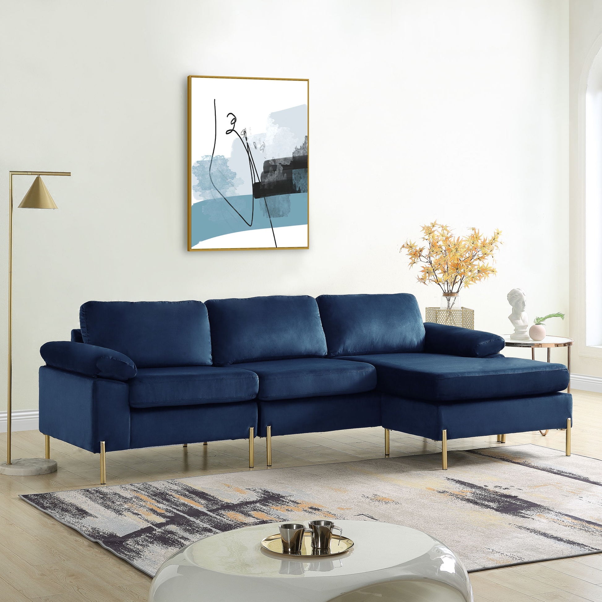 Shannon - Velvet Sectional Sofa With Chaise - Best Buy Furniture