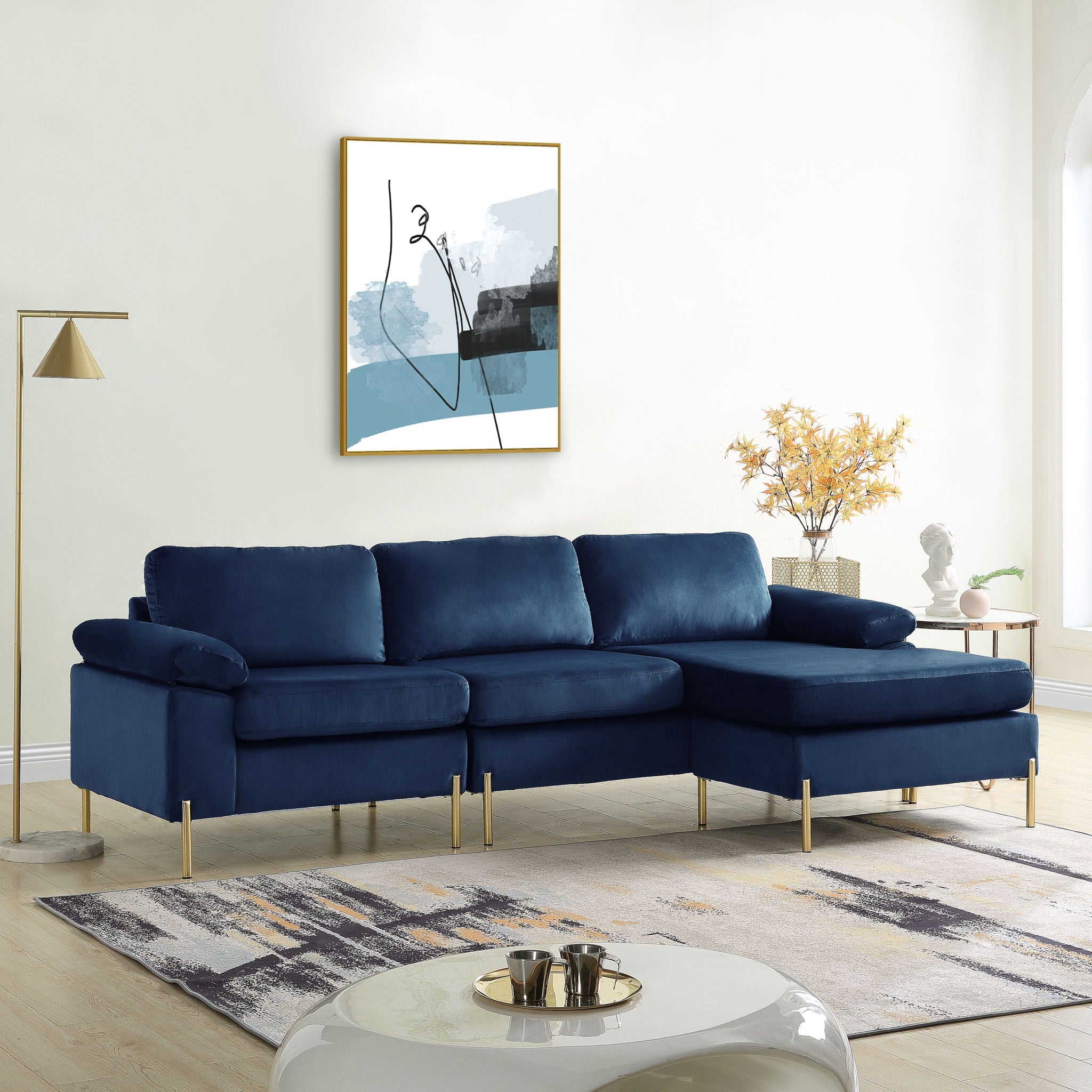 Shannon - Velvet Sectional Sofa With Chaise - Best Buy Furniture