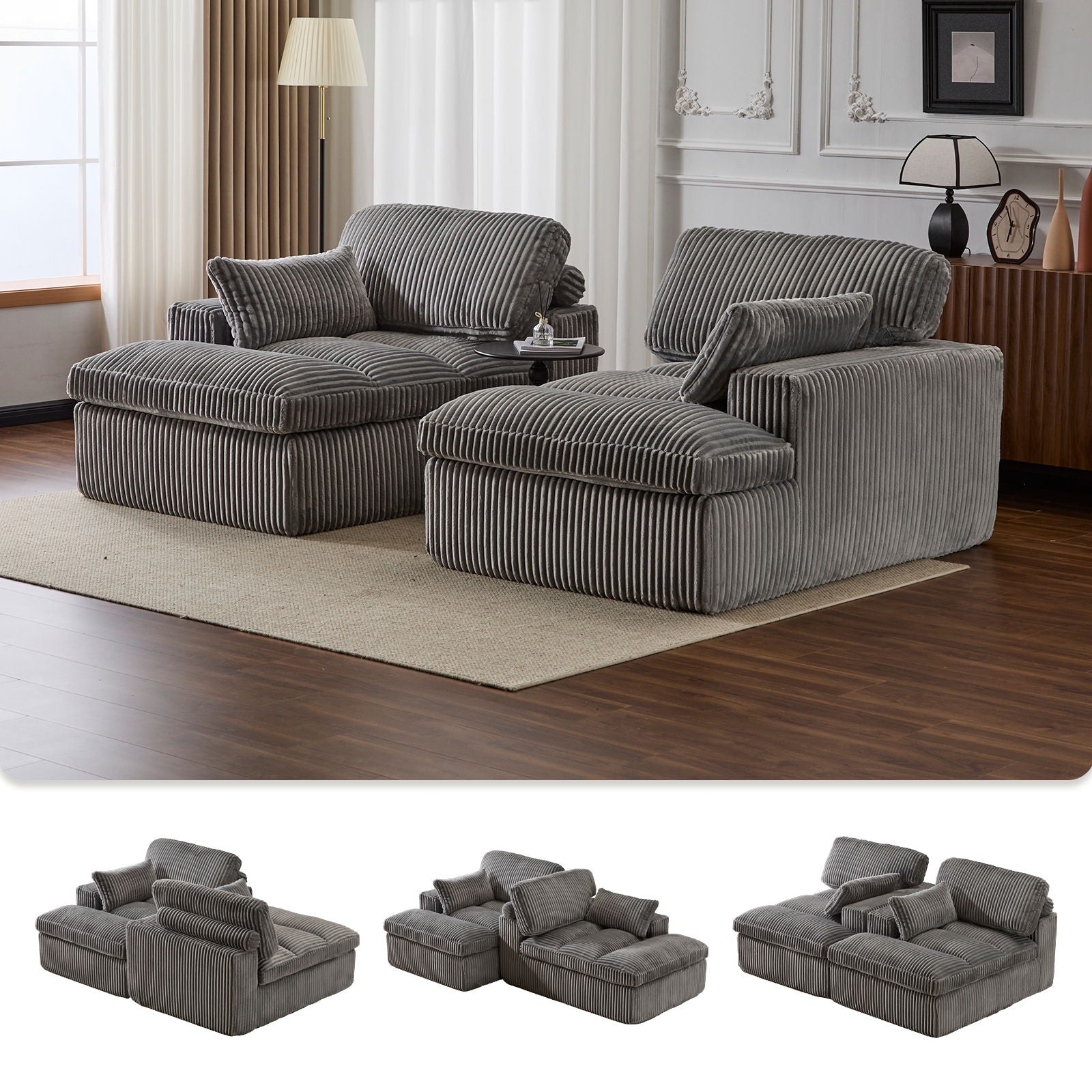 Double Chaise Lounge Chair, Oversized Upholstered Sleeper Cloud Couch - Best Buy Furniture