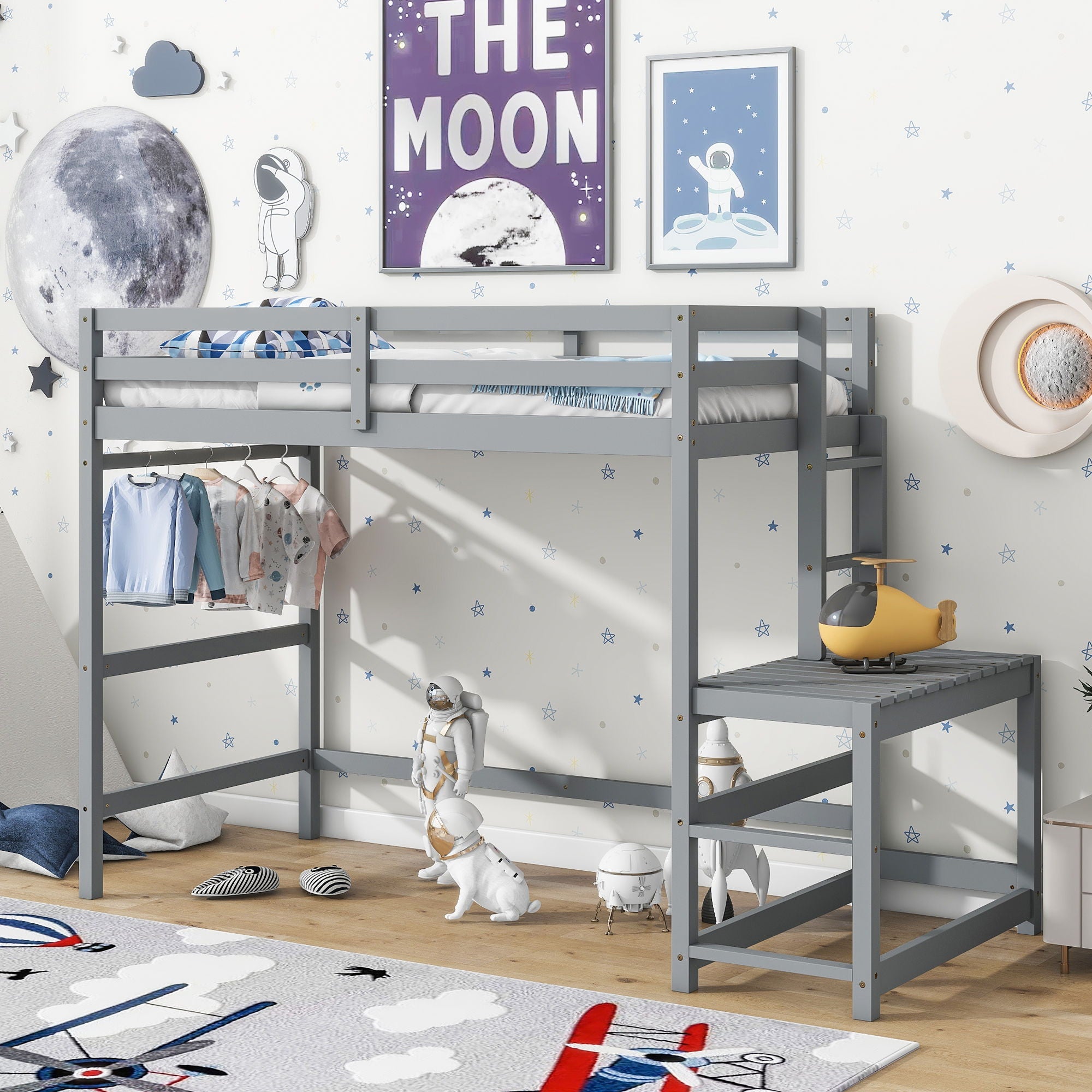 High Loft Bed With Ladder Landing Platform, Ladders, Guardrails - Best Buy Furniture