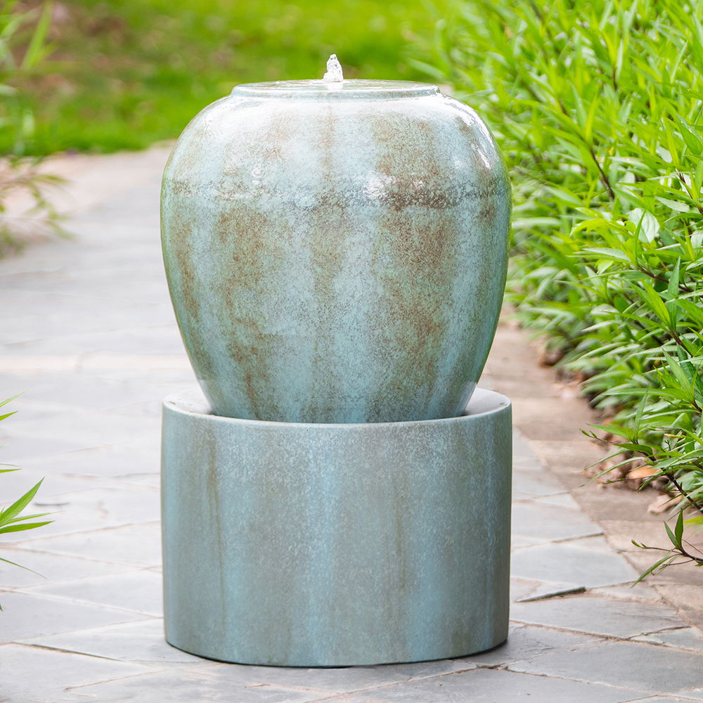 Heavy Outdoor Cement Fountain Antique, Cute Unique Urn Design Water Feature For Home Garden - Best Buy Furniture