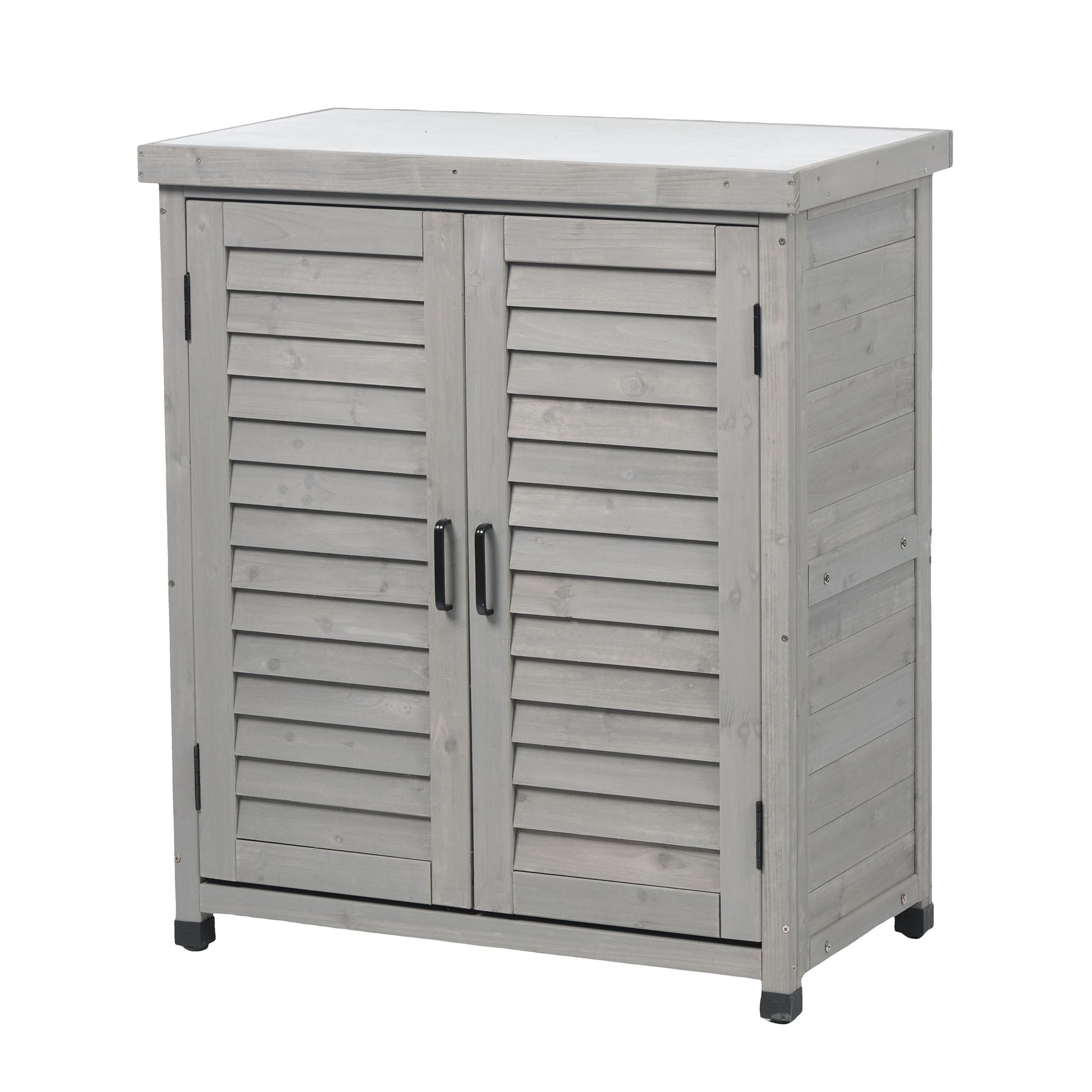 Potting Bench With Storage Cabinet And Metal Table Top For Outdoor - Best Buy Furniture