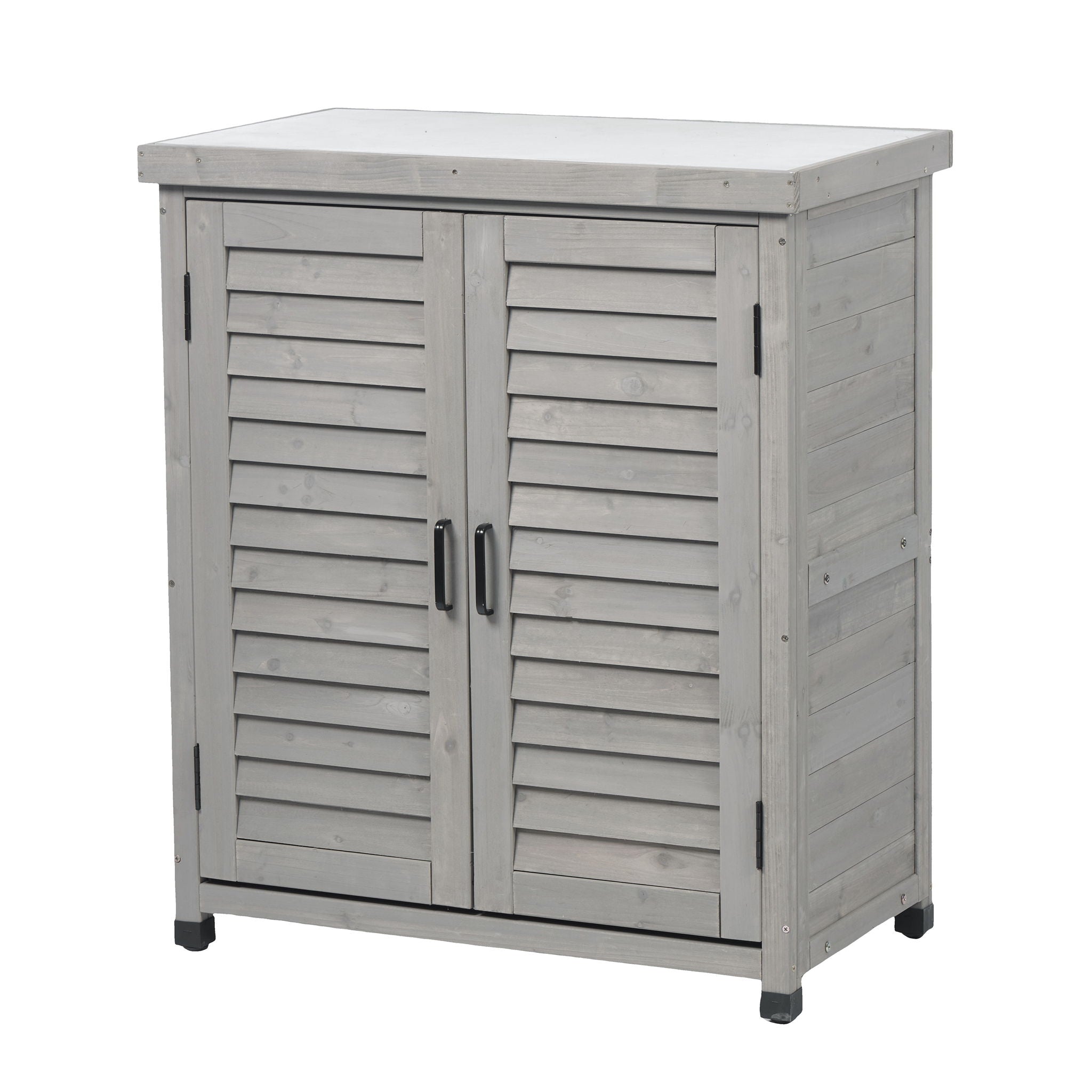Potting Bench With Storage Cabinet And Metal Table Top For Outdoor - Best Buy Furniture