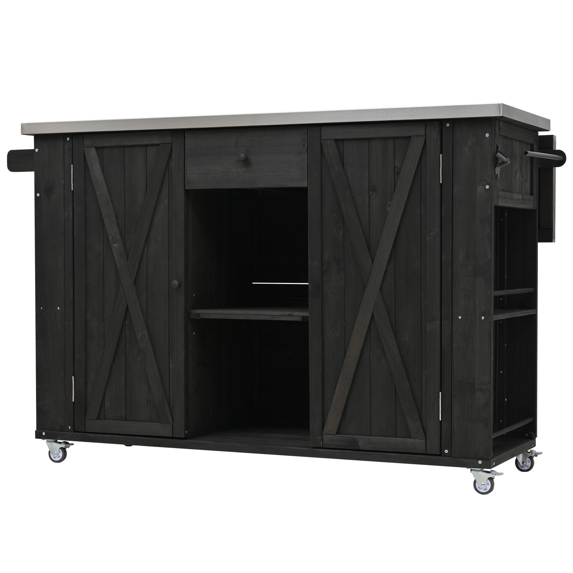 Outdoor Kitchen Island With Stainless Steel Top, Ample Storage Space, Towel And Spice Racks And A Bottle Opener - Best Buy Furniture