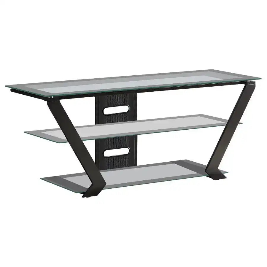 Donlyn - 2-Tier Metal TV Stand With Glass Shelves - Black - Best Buy Furniture