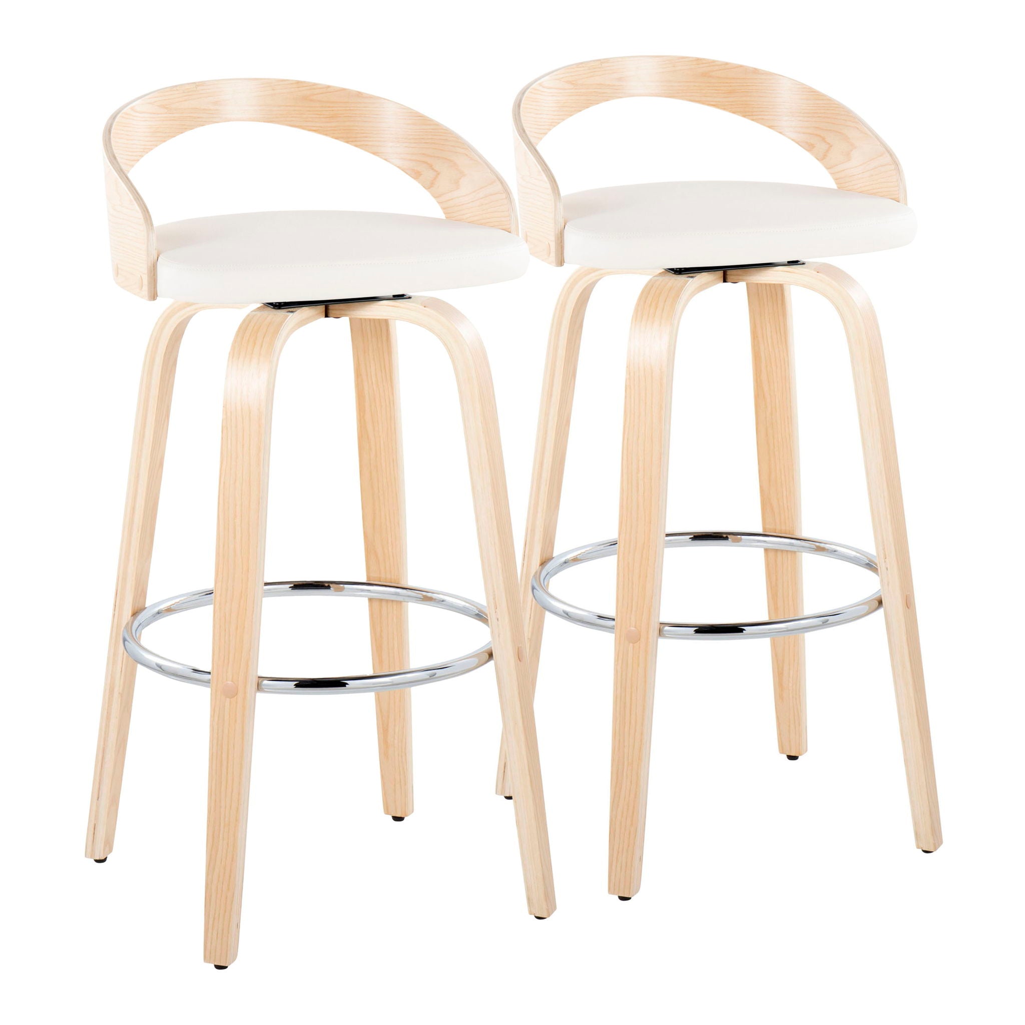 Grotto - Contemporary Fixed-Height Barstool With Swivel With Round Footrest (Set of 2) - Best Buy Furniture