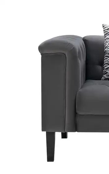 Mary - Velvet Tufted Chair With 1 Accent Pillow - Dark Gray - Best Buy Furniture