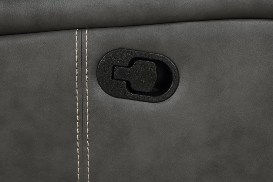 Raelynn - Upholstered Track Arm Motion Loveseat - Gray - Best Buy Furniture