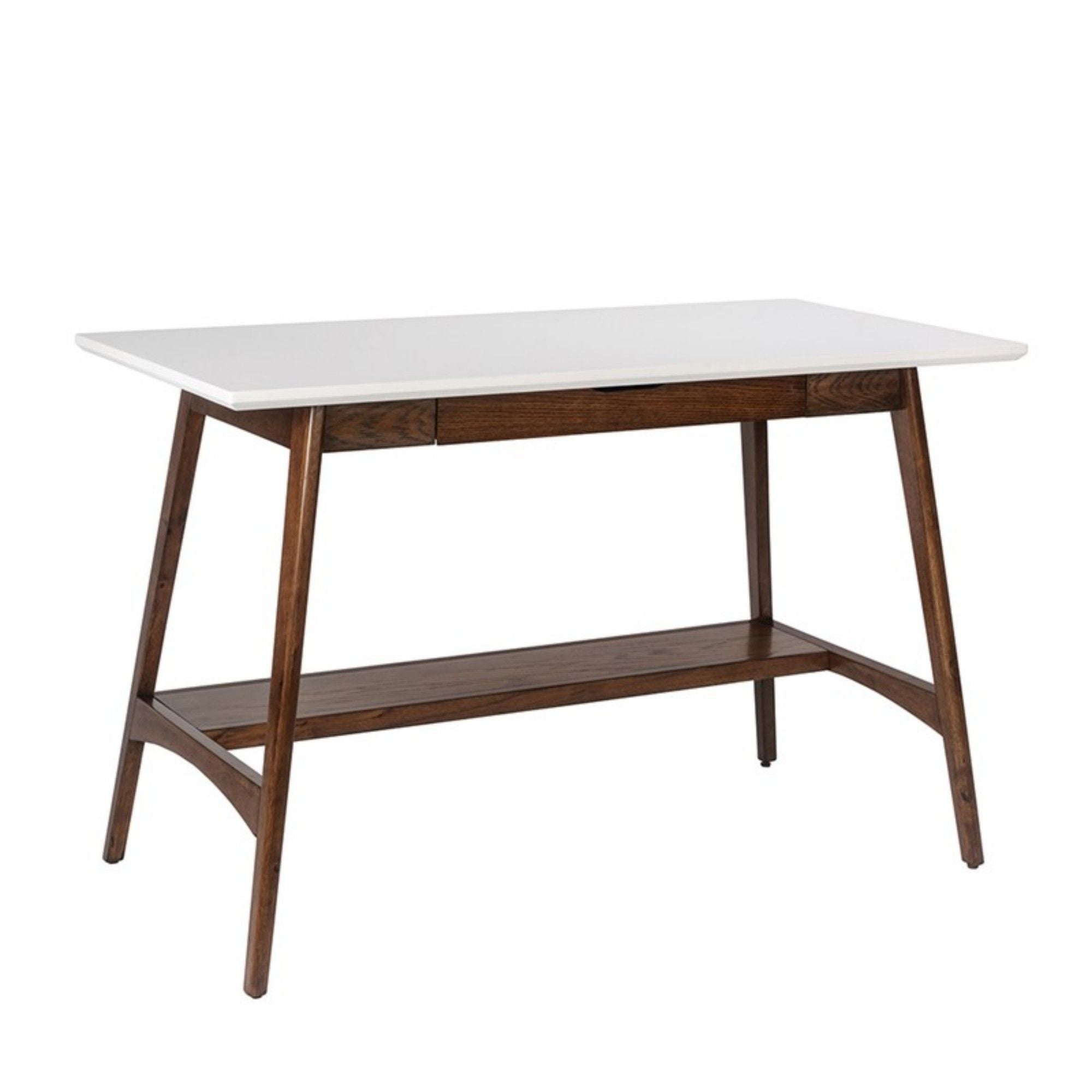 Parker - Desk With Storage Shelf - Off White / Pecan - Best Buy Furniture