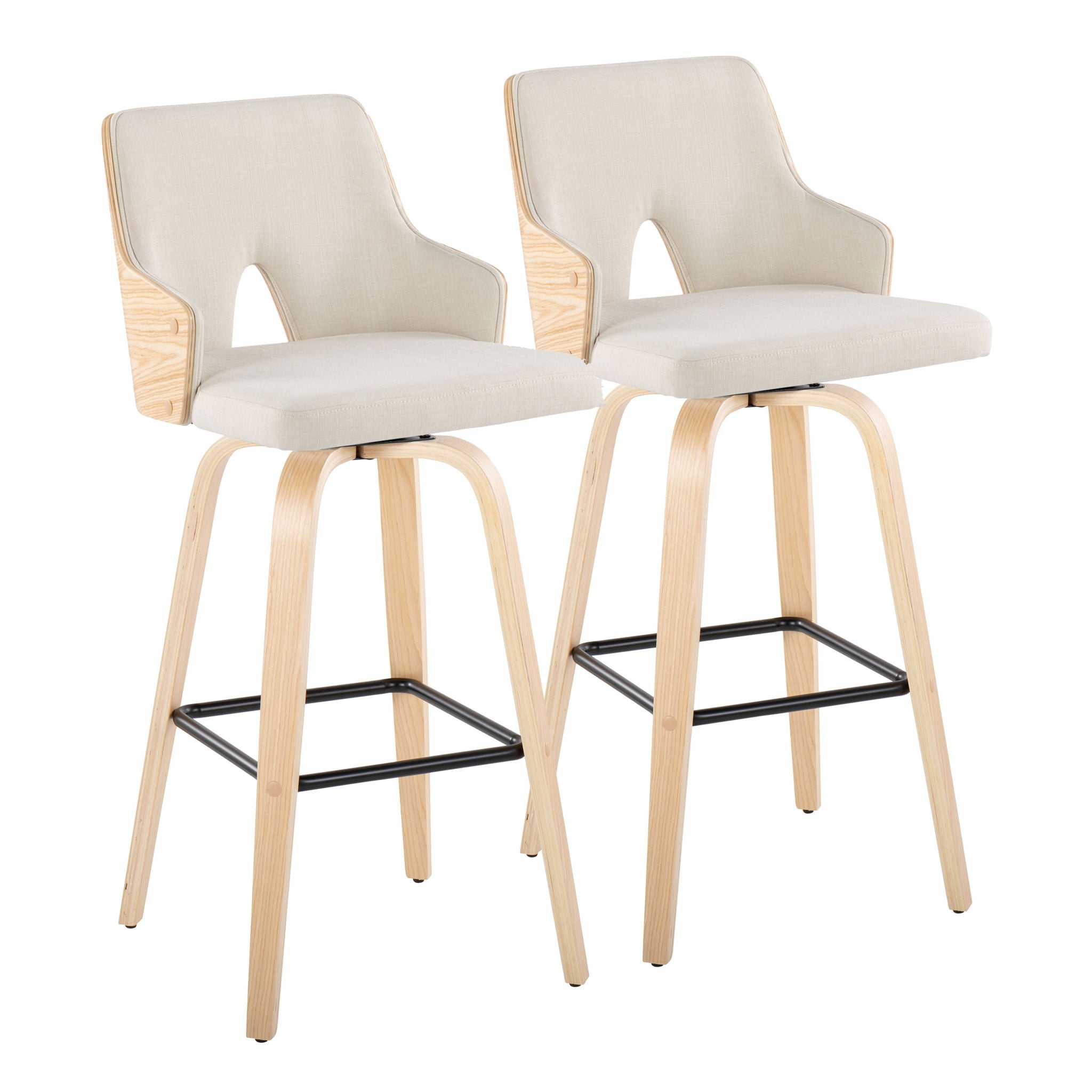Stella - Contemporary Fixed Height Barstool With Swivel Square Footrest (Set of 2) - Best Buy Furniture