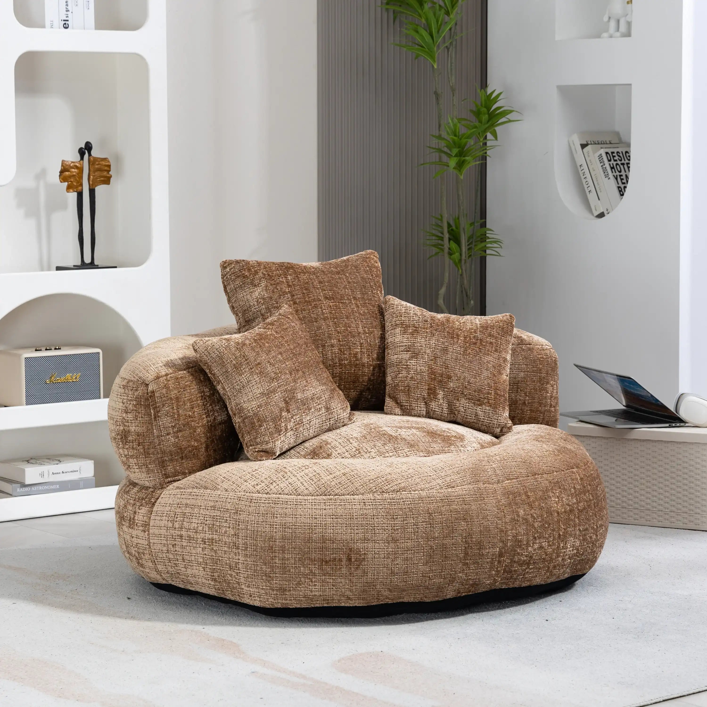 Coolmore Lazy Sofa Bean Bag Chair for Indoor & Outdoor, Coffee Chenille - Best Buy Furniture