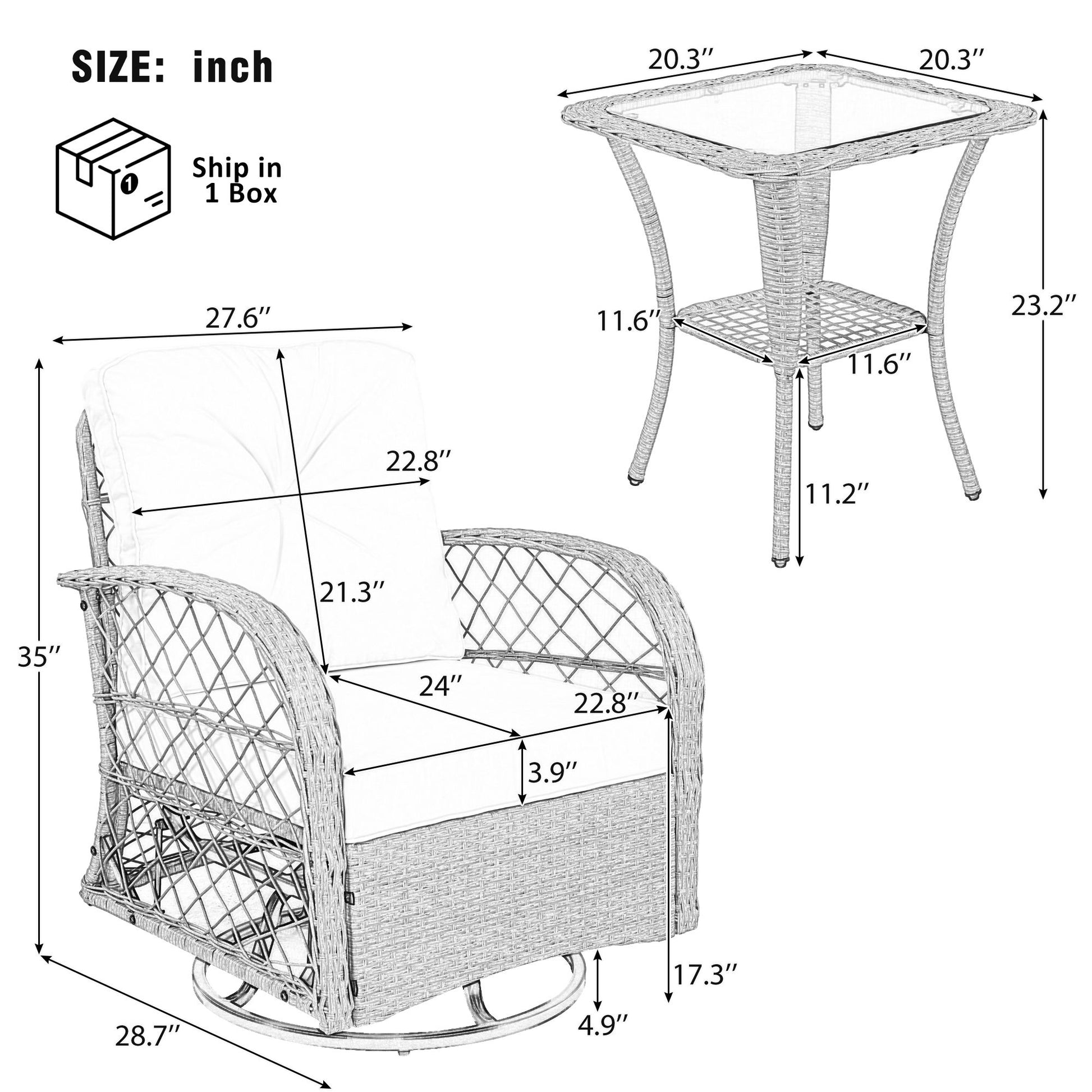 3 Piece Outdoor Chair & Table Set Chat Set, 2 Person Rattan Seating Group - Best Buy Furniture