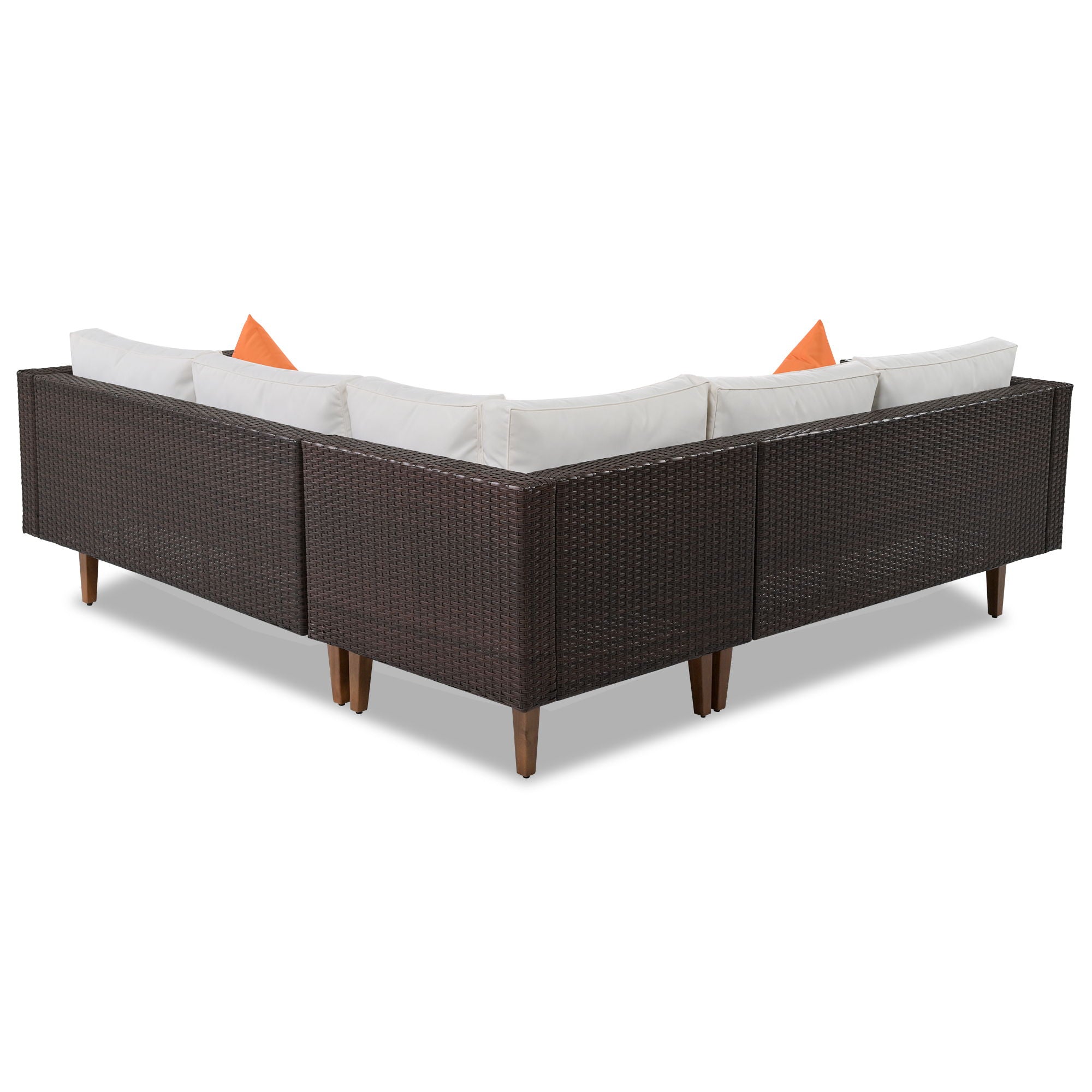 4 Pieces Outdoor Wicker L-Shape Sofa Set - Best Buy Furniture