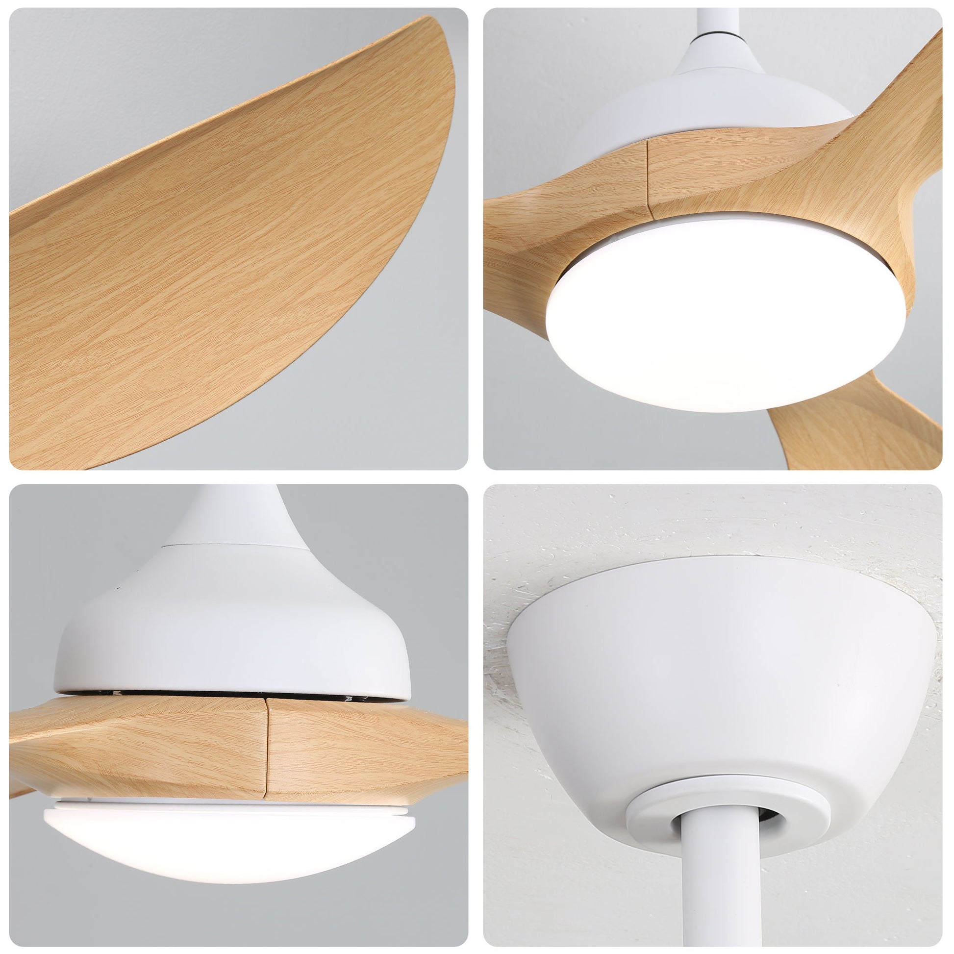 Modern Ceiling Fans Dimmable LED Light Quiet DC Reversible Motor For Indoor & Outdoor - White - Best Buy Furniture