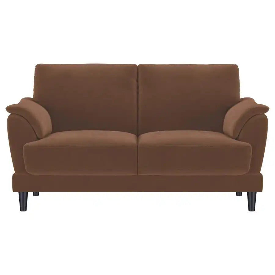 Selma - Velvet Upholstered Crescent Arm Loveseat - Rust - Best Buy Furniture